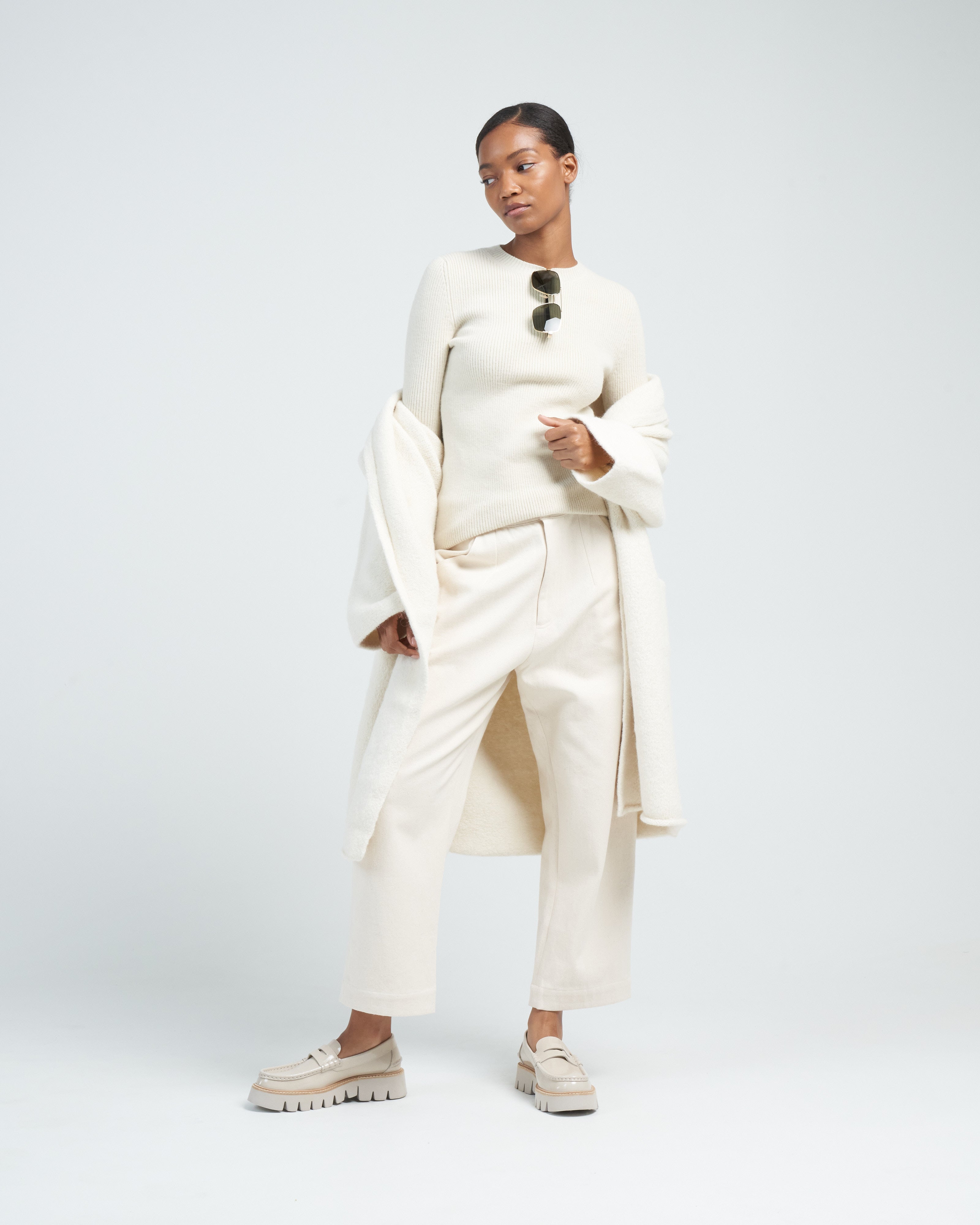 lauren manoogian, capote coat - raw white