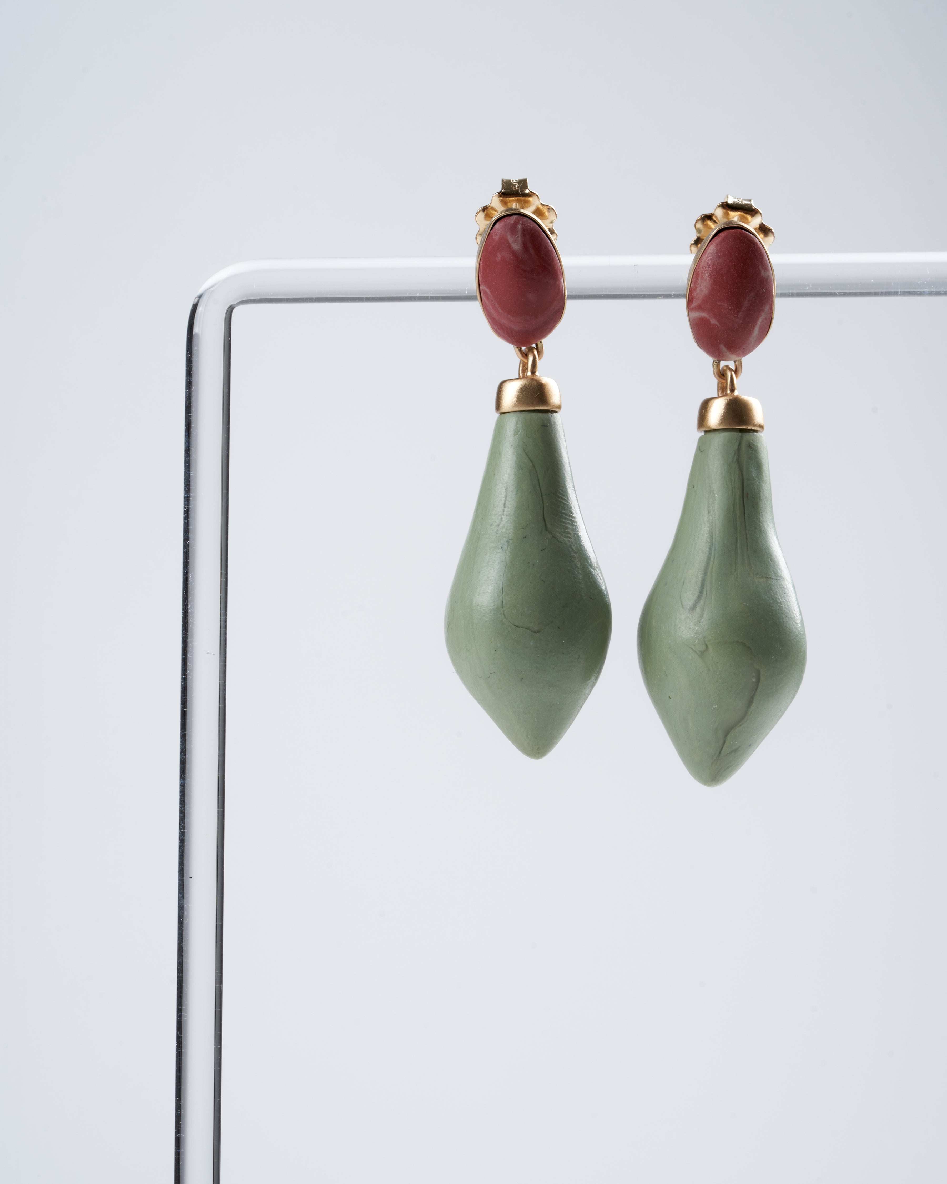 julie cohn designs, carnival moss carnelian clay earring - green