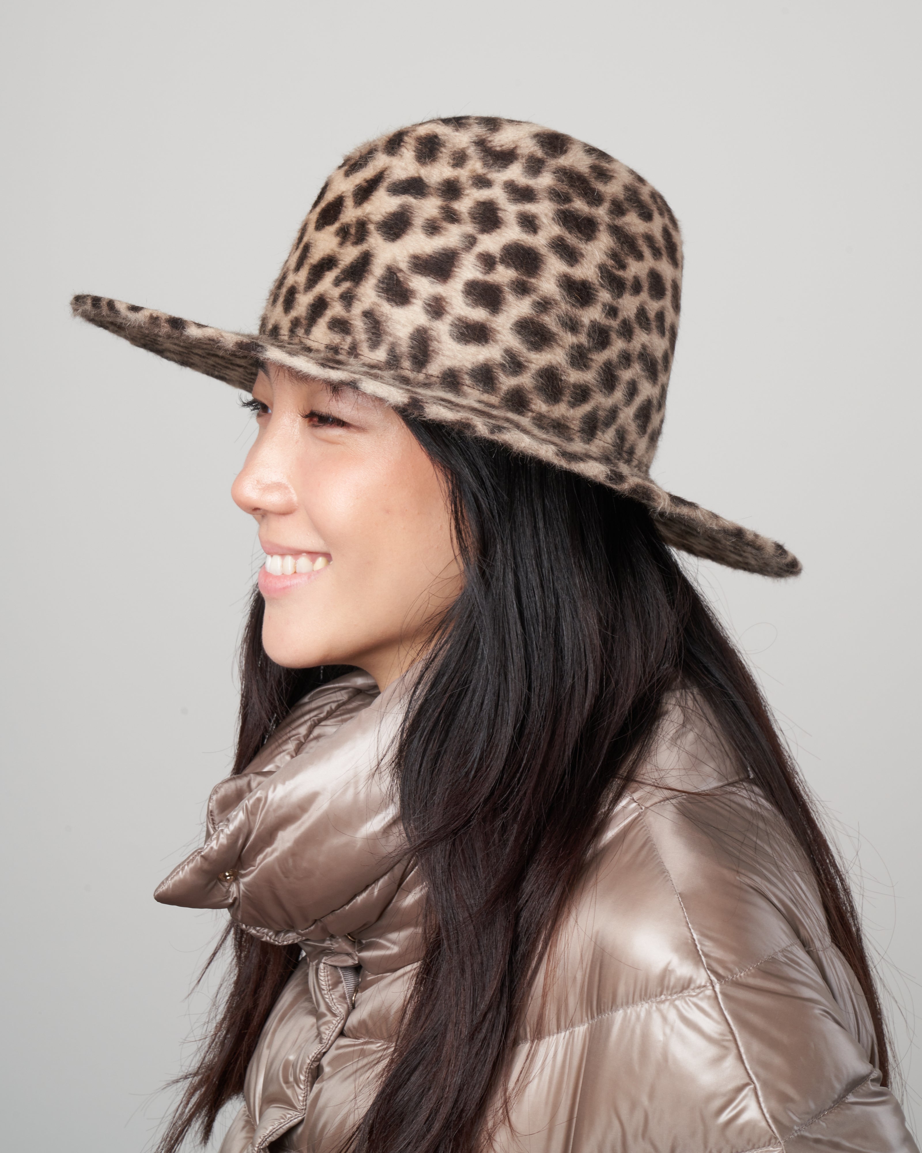 lola hats, cat fedora - leopard