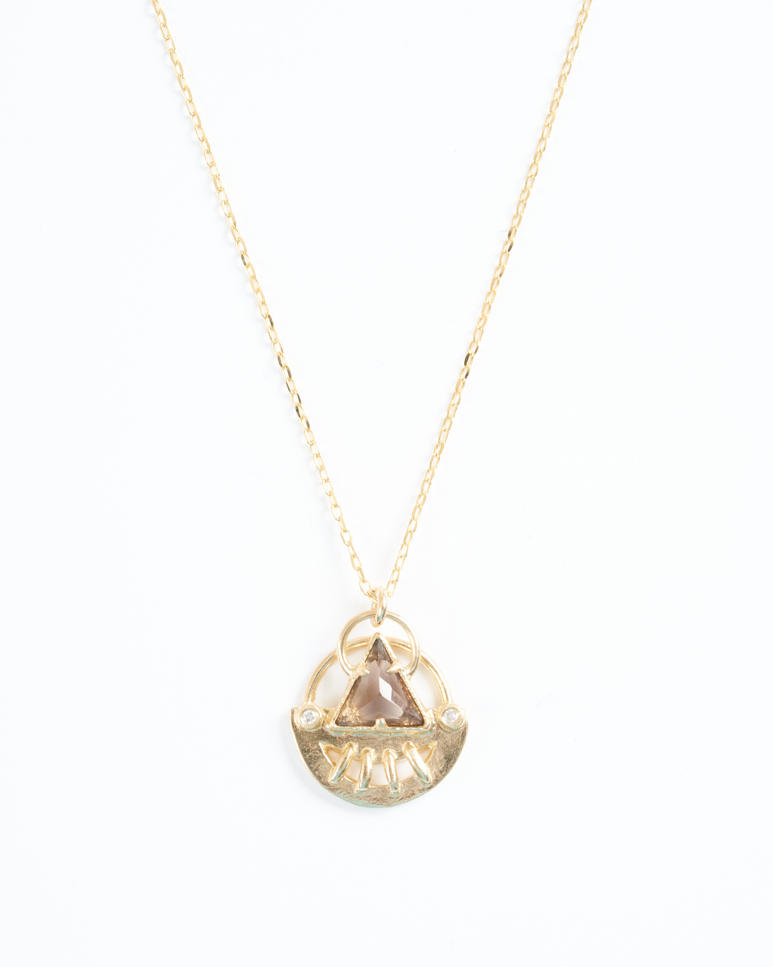 lio and linn, celestial smokey triangle necklace - gold