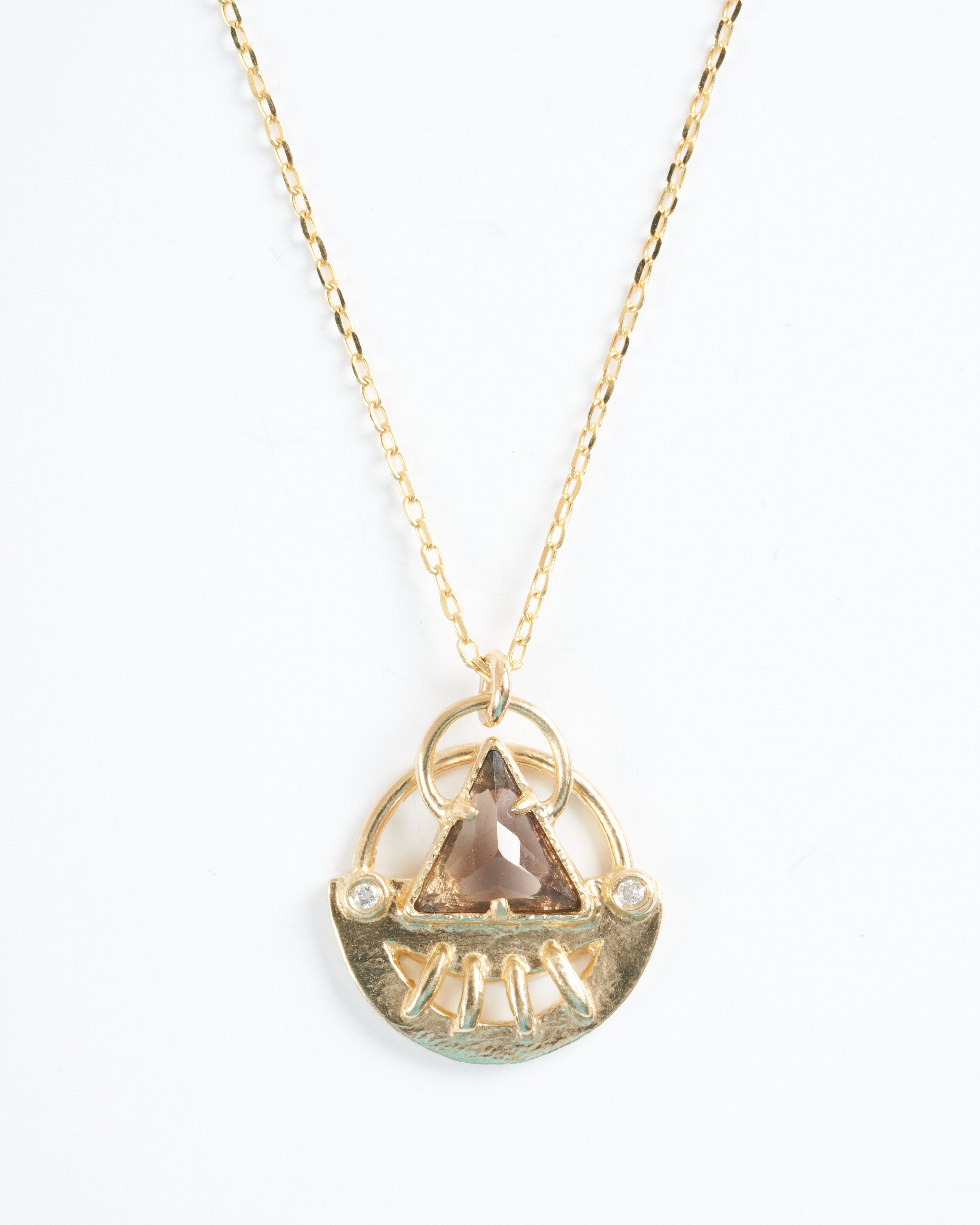 lio and linn, celestial smokey triangle necklace - gold