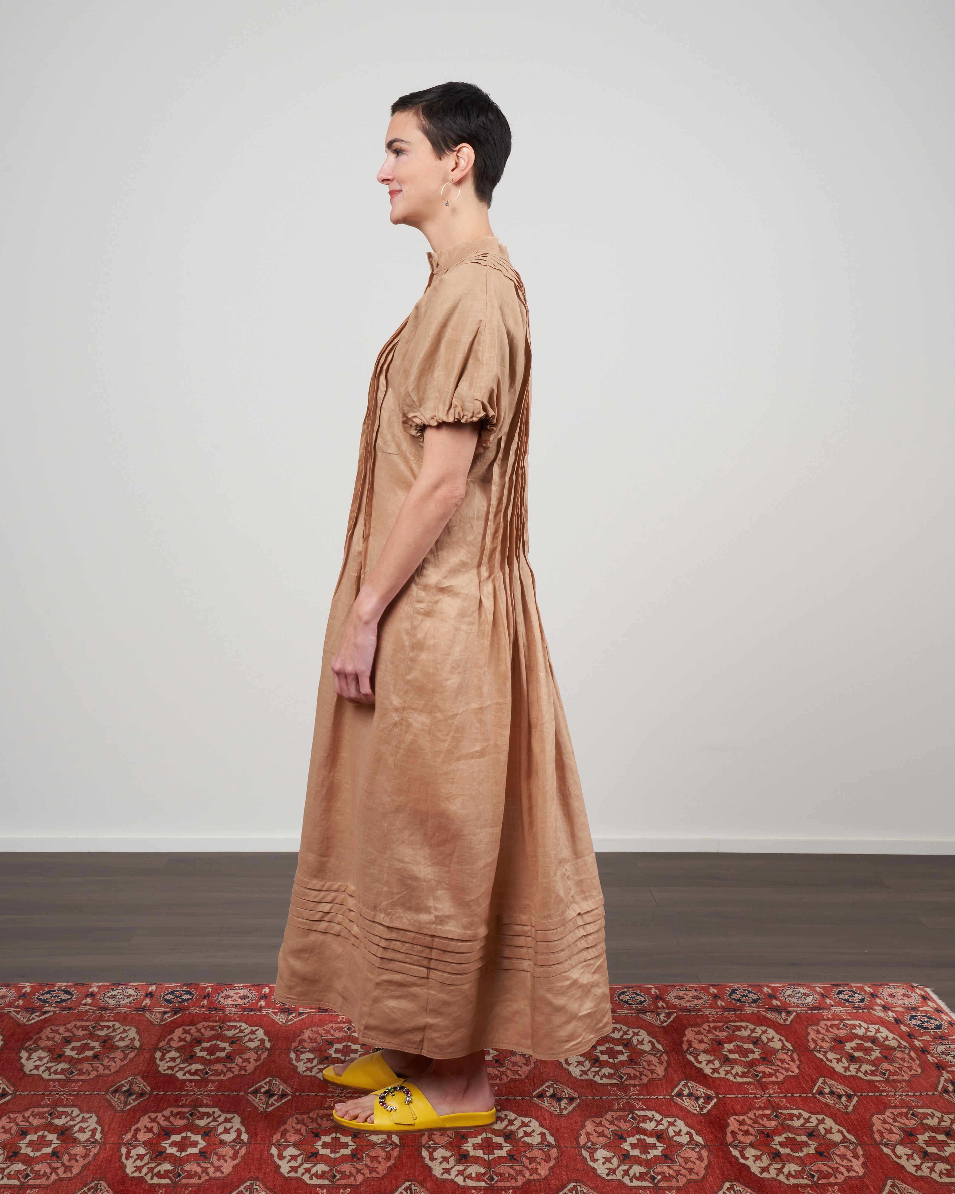 Lee Mathews, charlotte tucked dress - tan