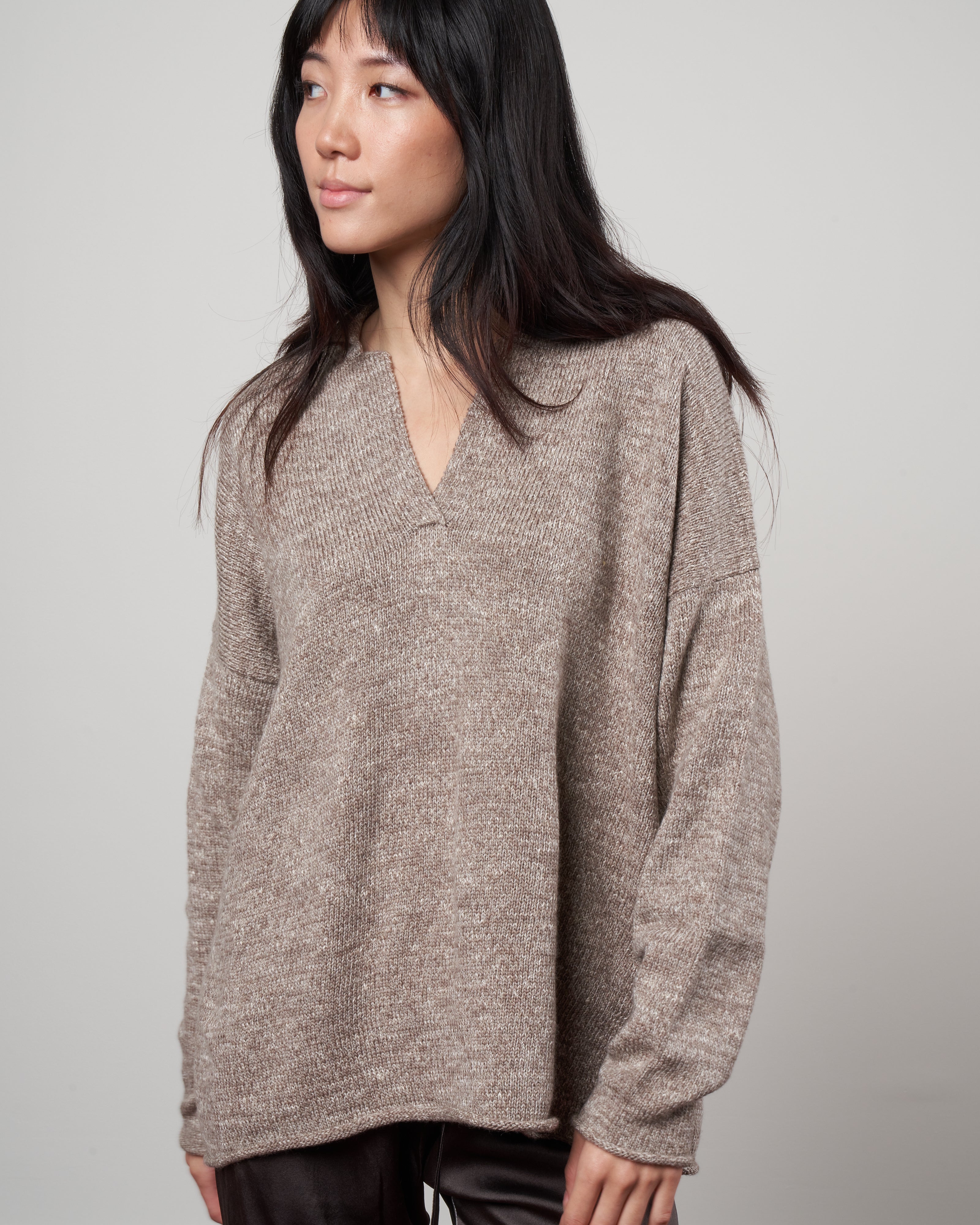 lauren manoogian, collar pullover - walnut slub