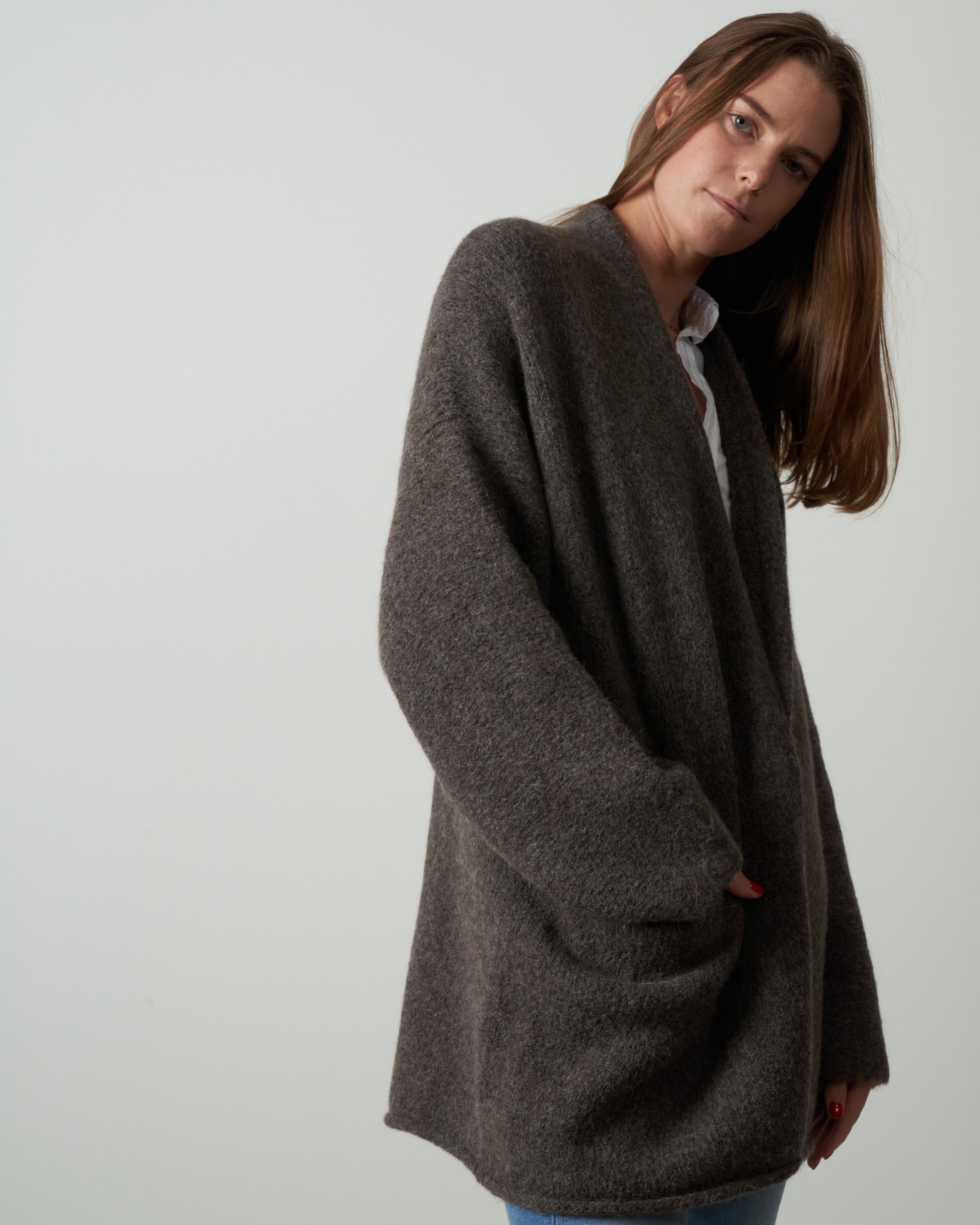 lauren manoogian, coto cardigan - barnwood