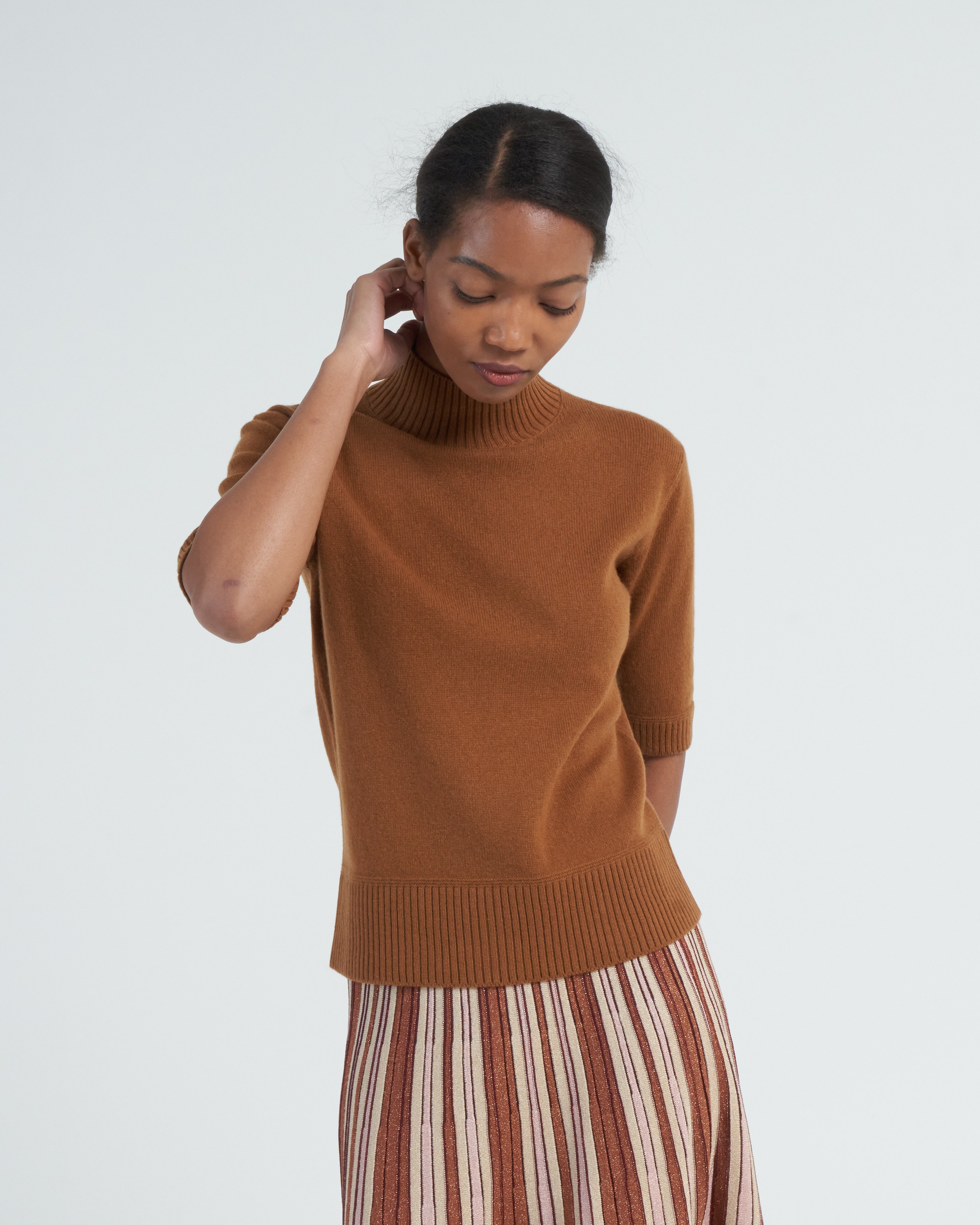 lamberto losani, elbow sleeve turtleneck - vintage vicuna