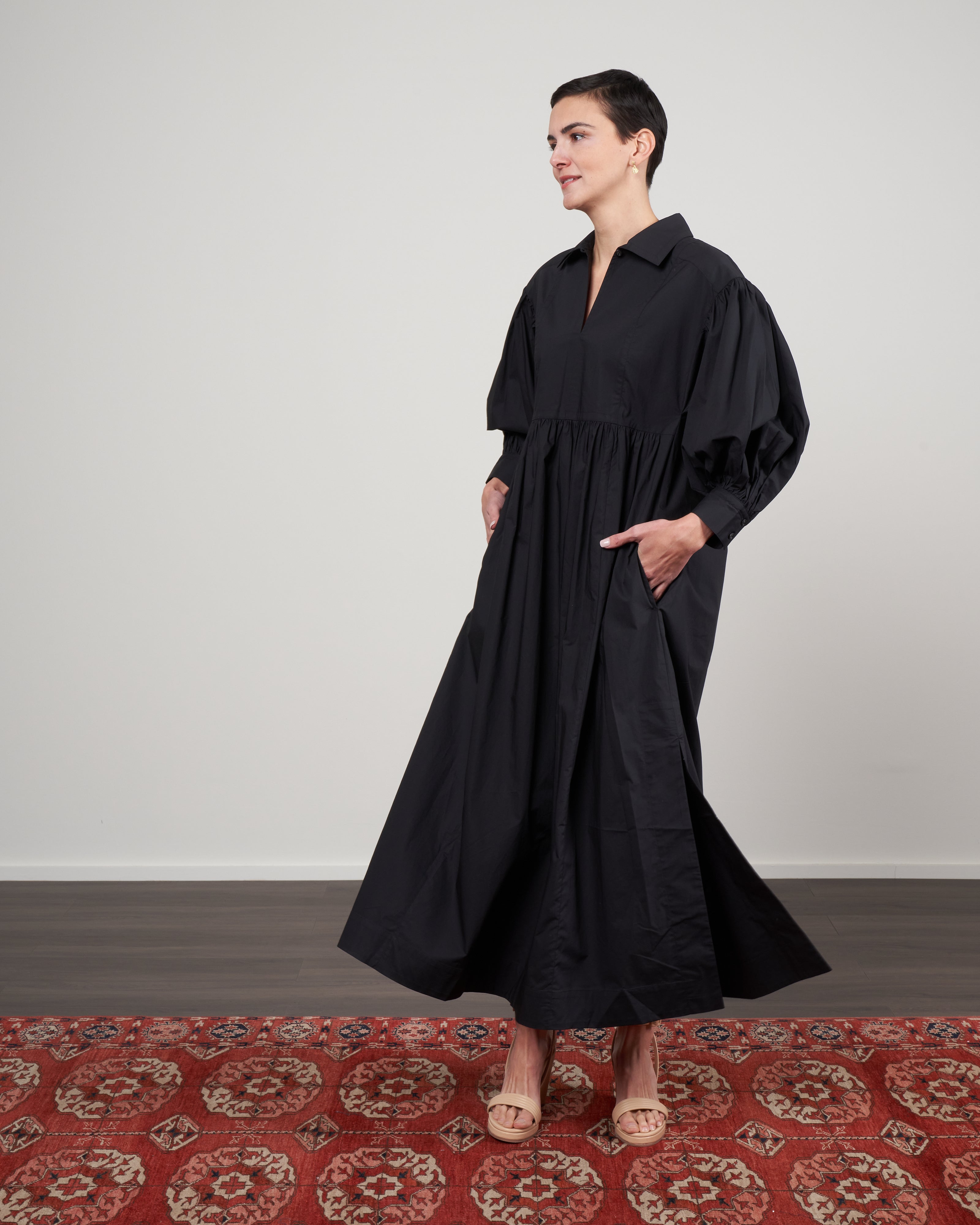 Lee Mathews, elsie kaftan dress - black