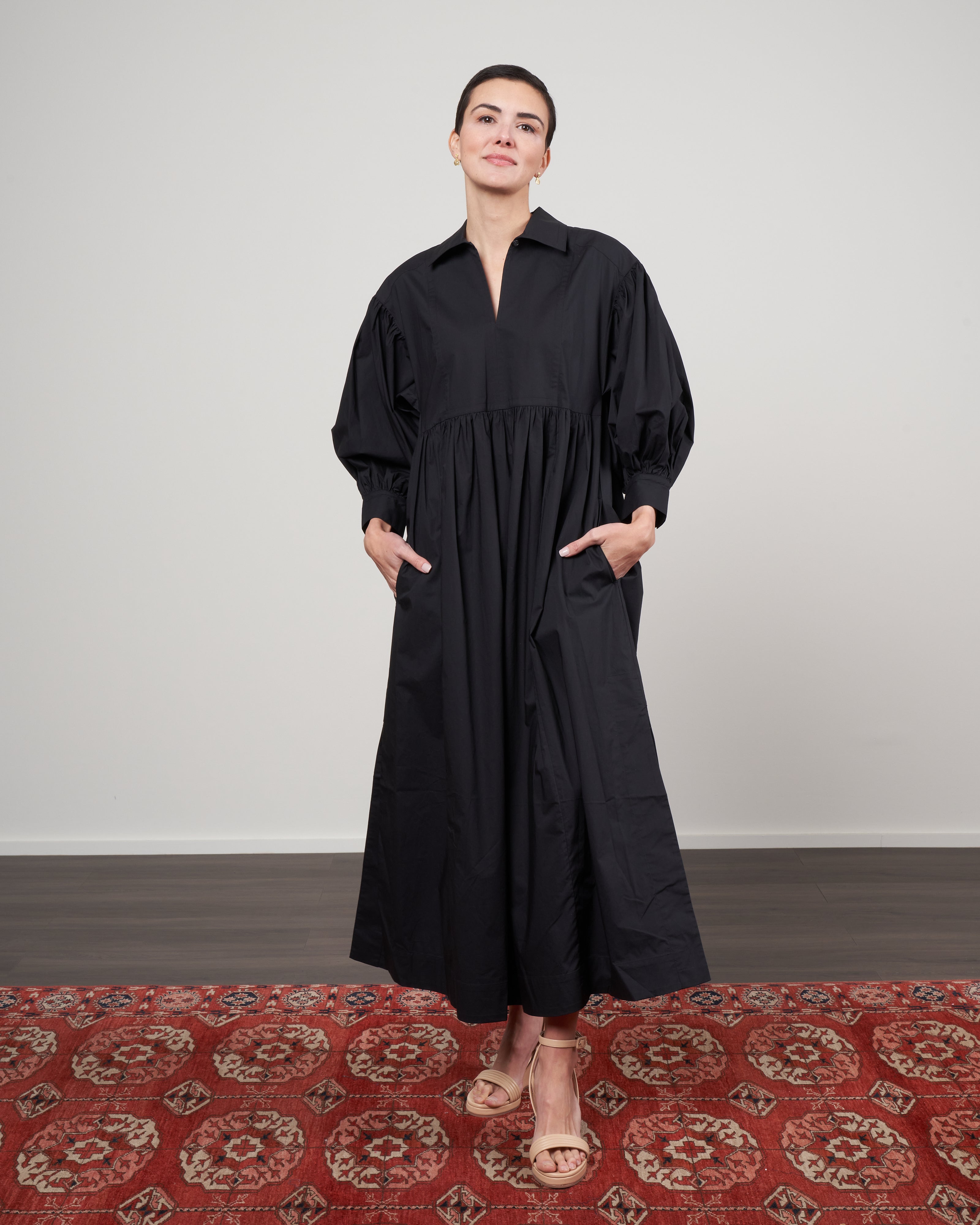 Lee Mathews, elsie kaftan dress - black