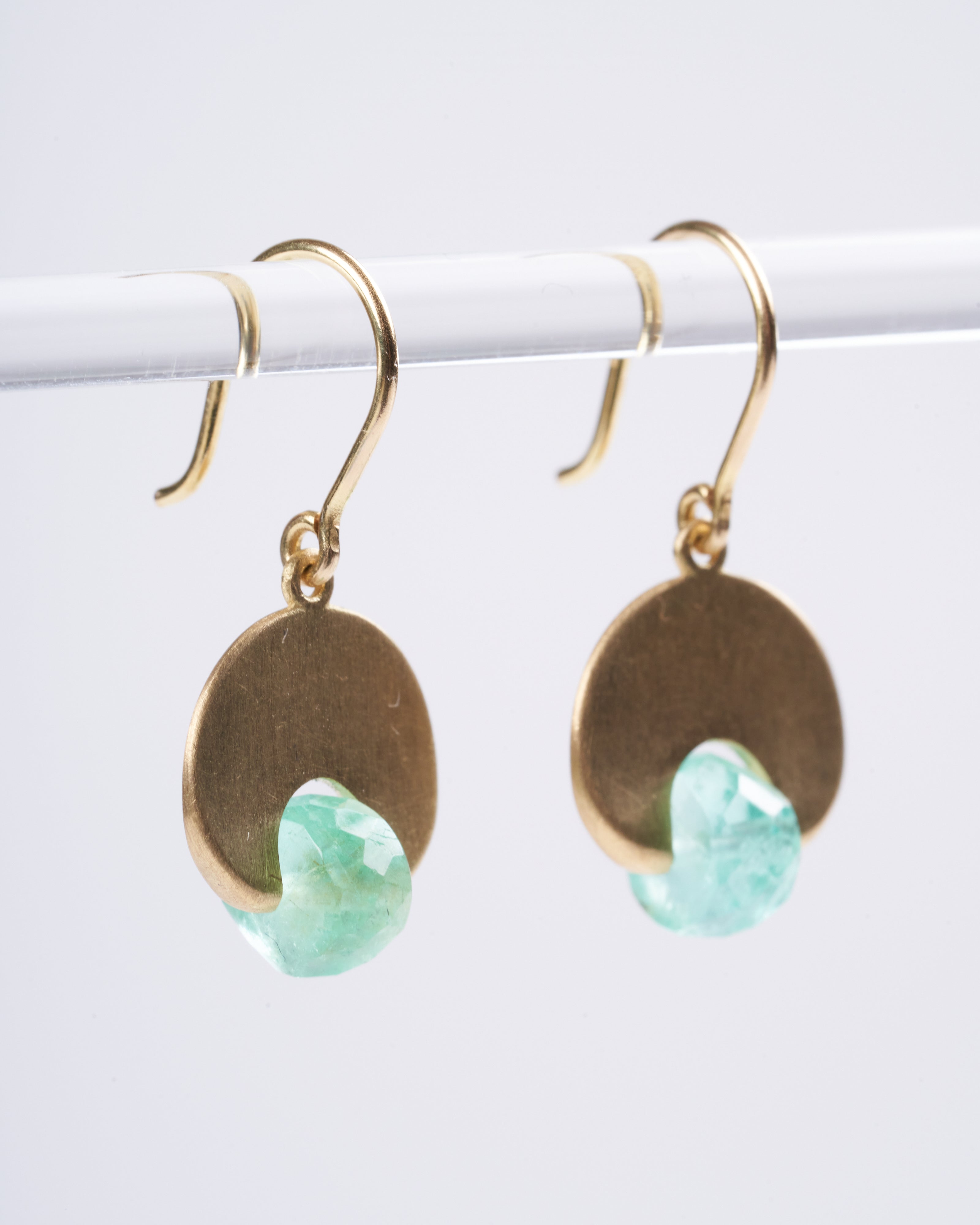 mallary marks, emerald lily pad earrings - green and gold