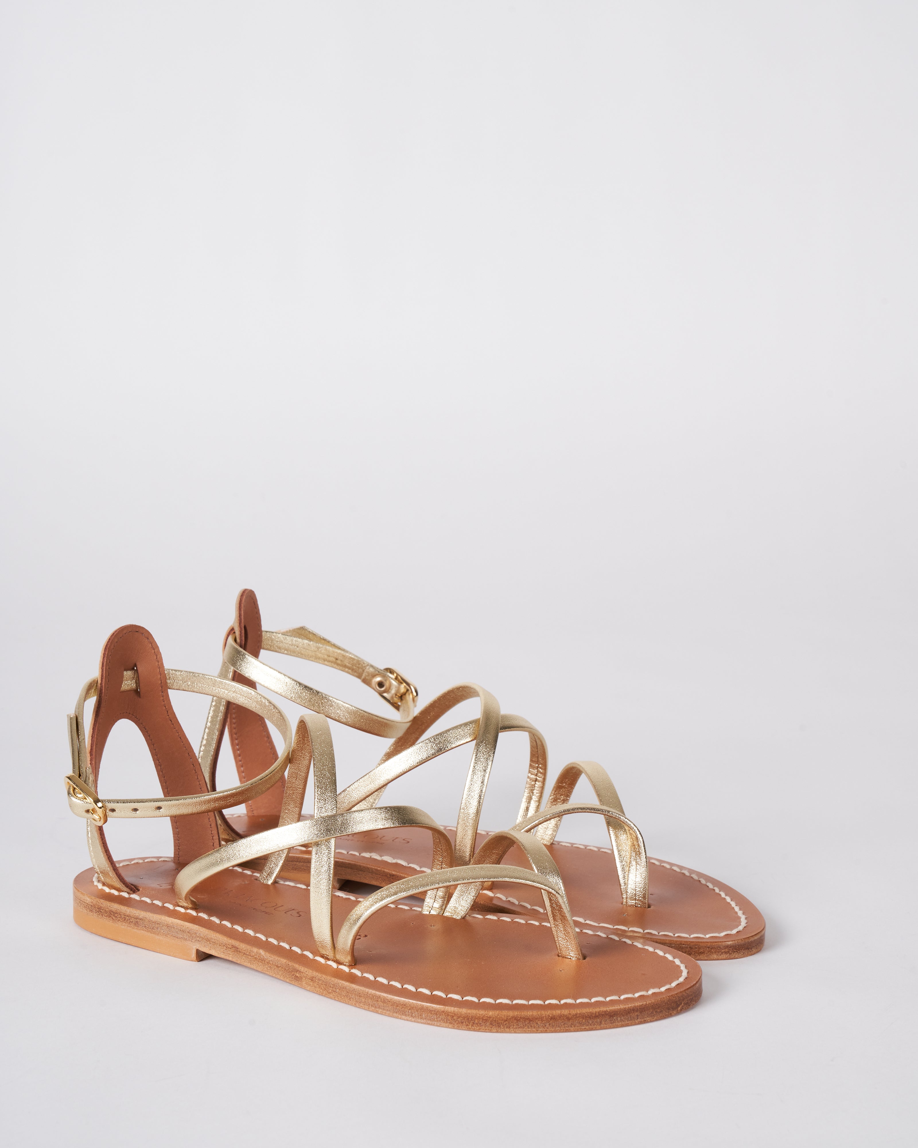 k jacques, epicure strappy sandal - lame platine