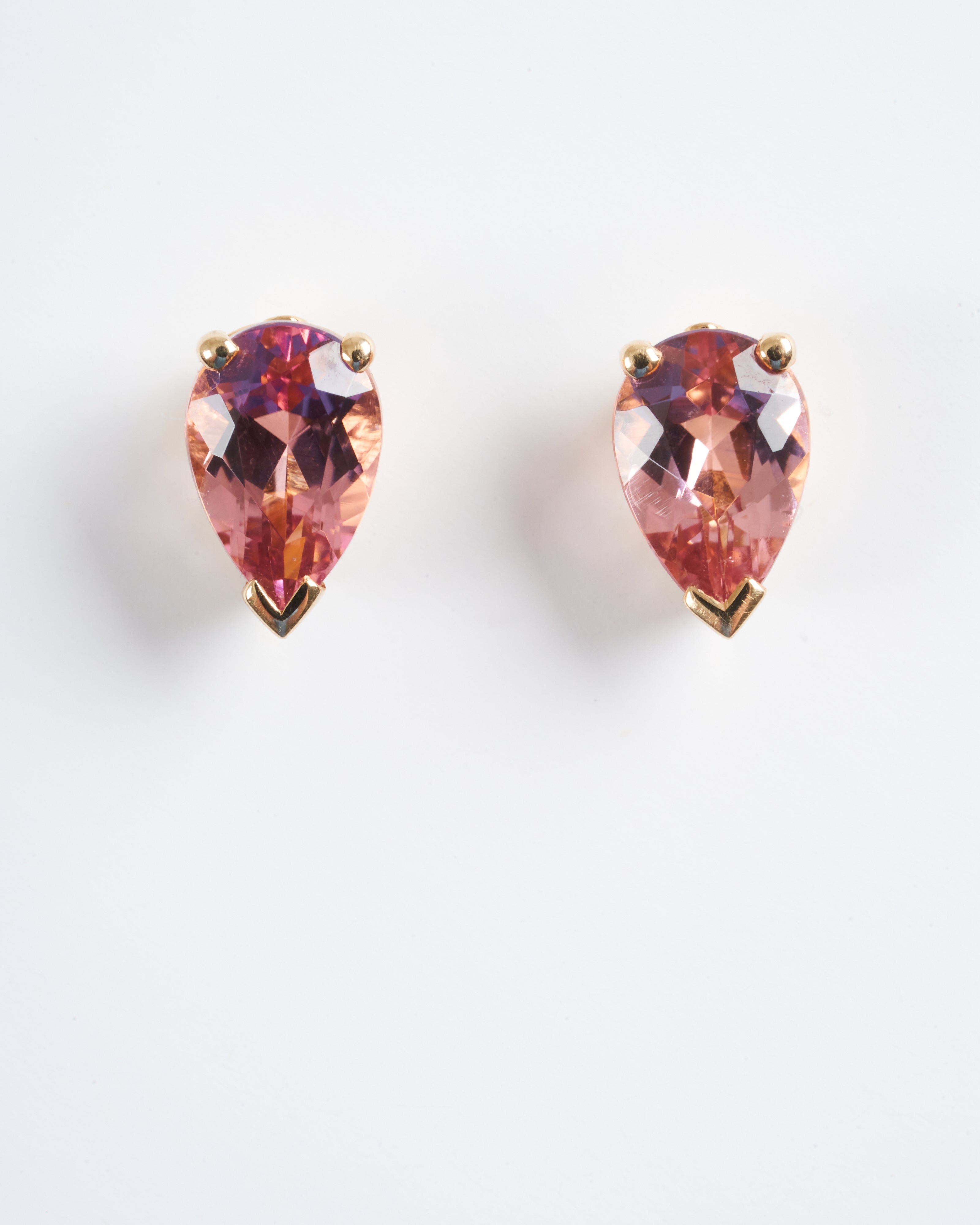 kho, faceted pear pink tourmaline earrings - pink