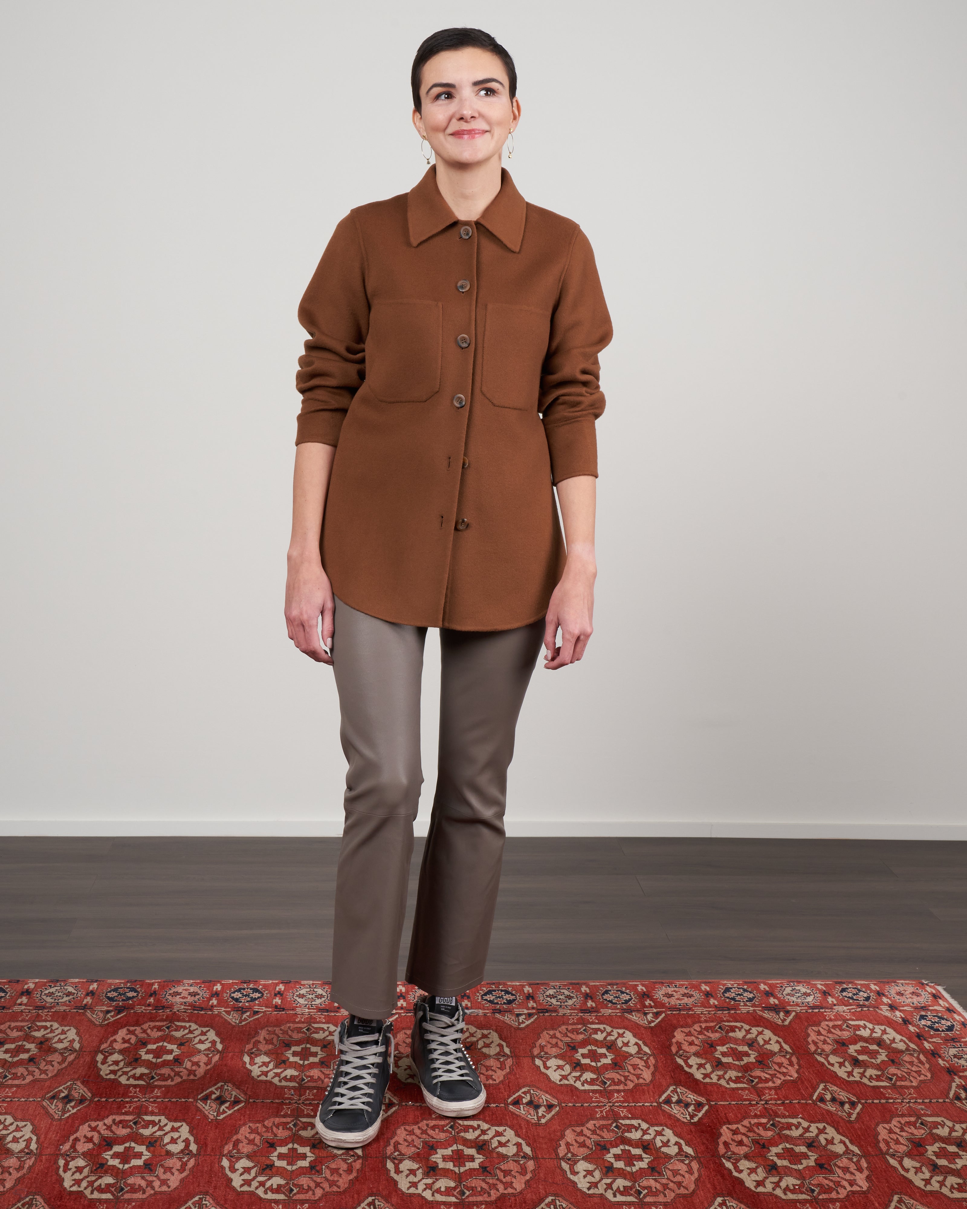 Lee Mathews, florentine cashmere shirt jacket - camel