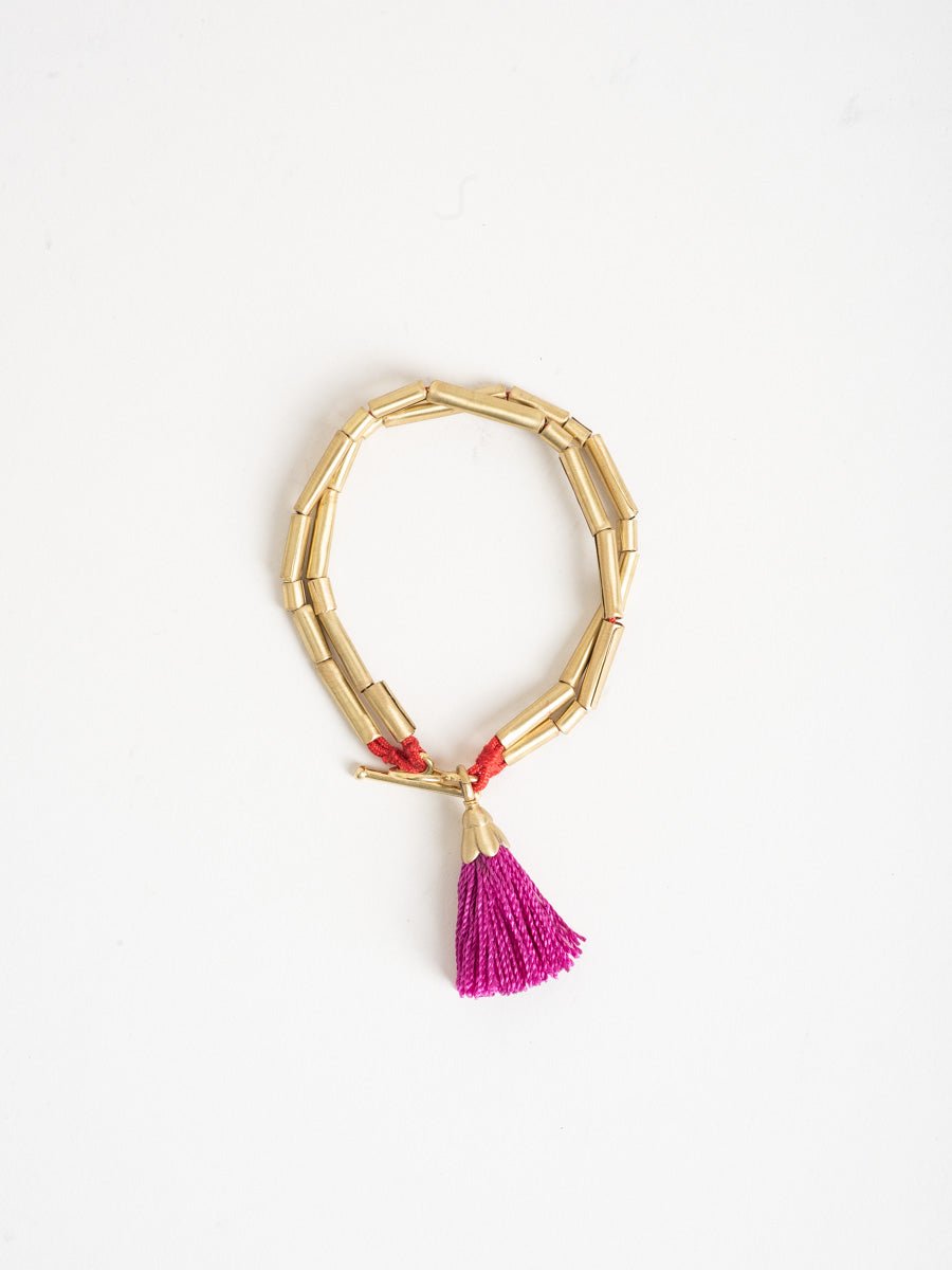 katerina makriyianni, fuschia tassel bracelet