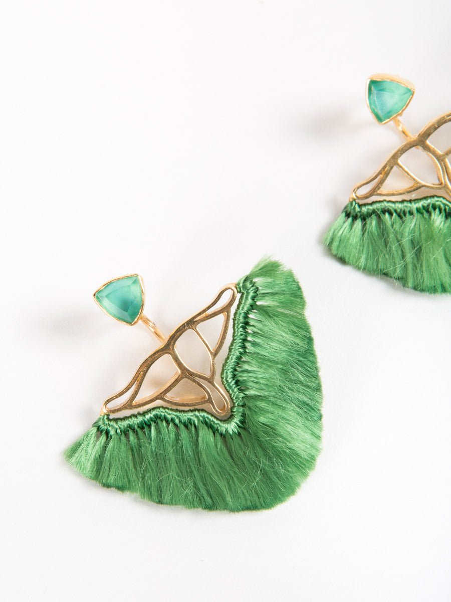 katerina makriyianni, green agate silk earrings