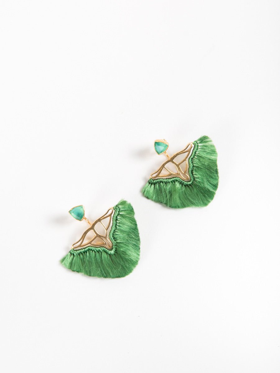 katerina makriyianni, green agate silk earrings