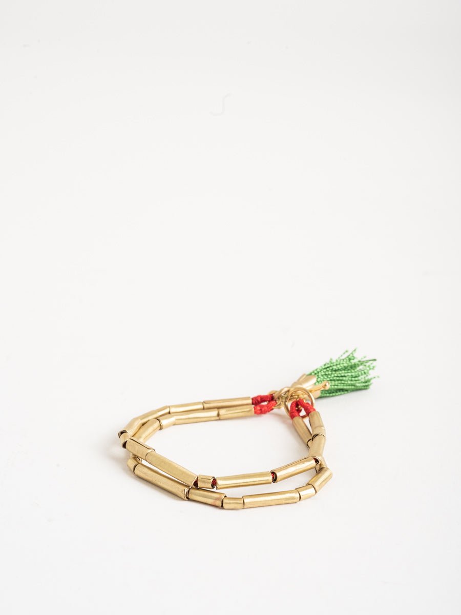 katerina makriyianni, green tassel bracelet