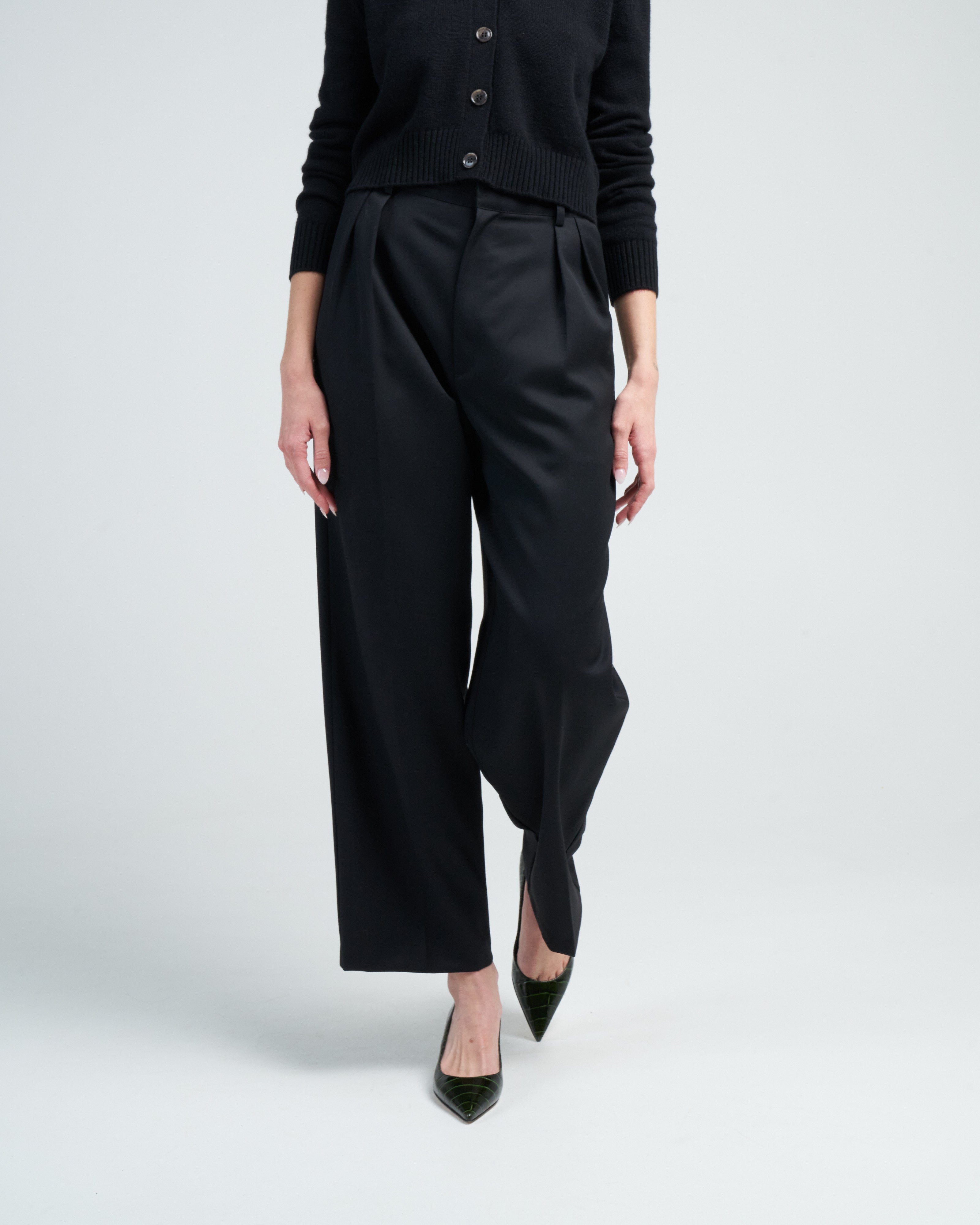 kallmeyer, houghton pleated trouser - black