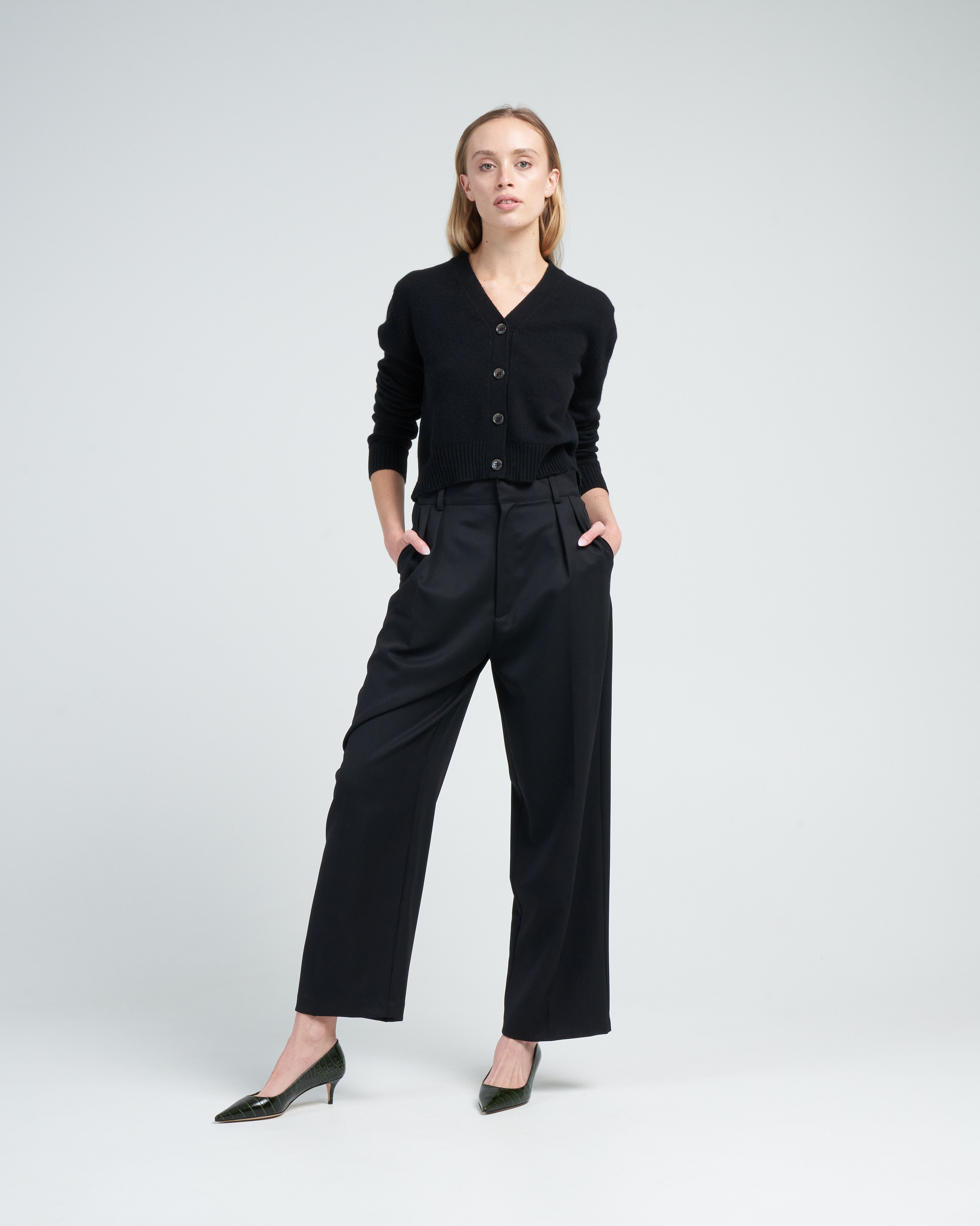 kallmeyer, houghton pleated trouser - black