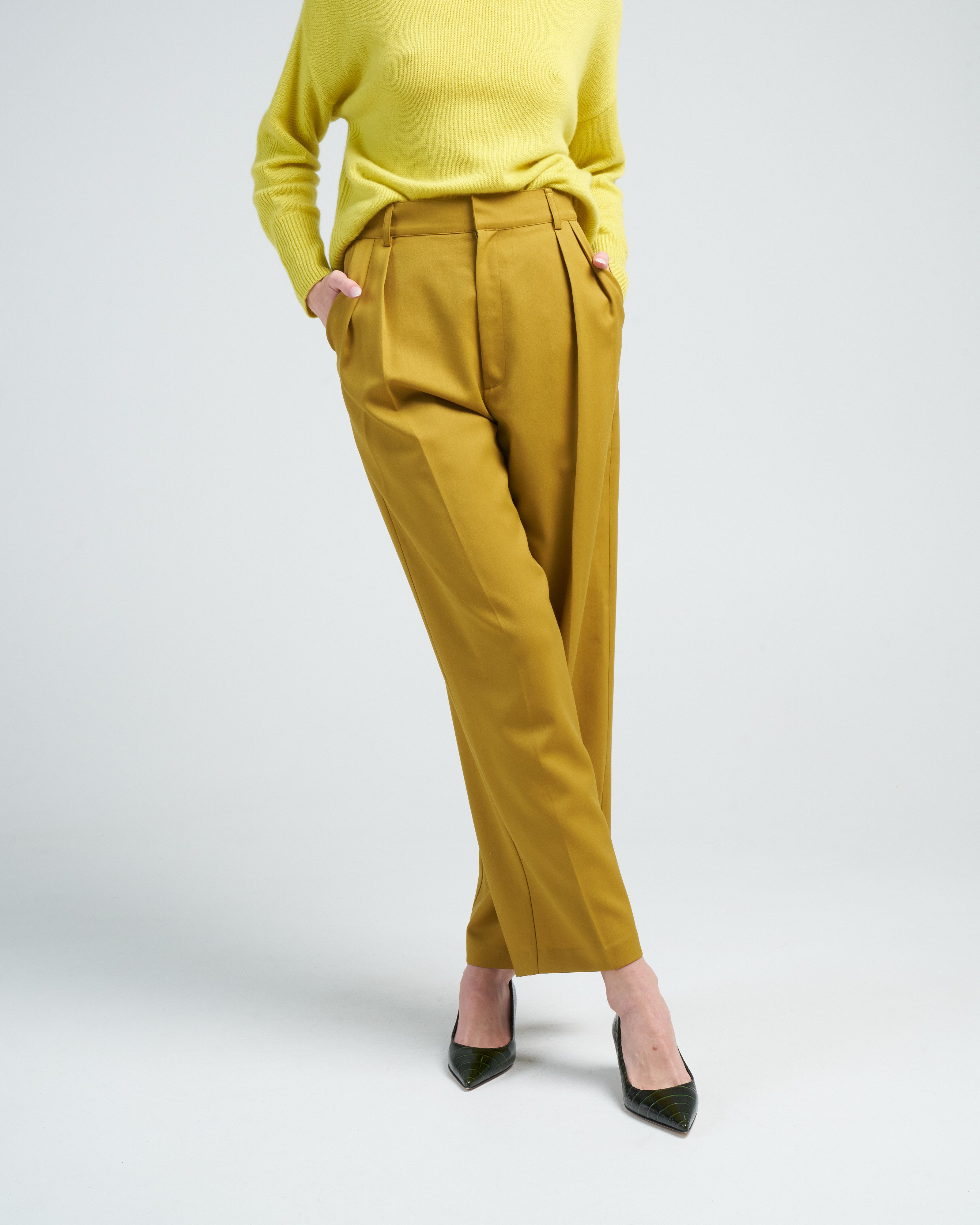 kallmeyer, houghton pleated trouser - chartreuse