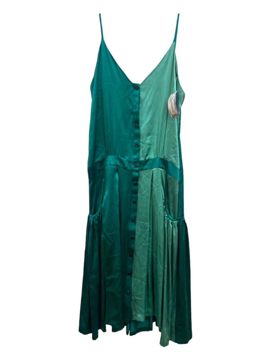 katharine kidd, katharine kidd Size 6 Green Print Silk Button Down color block Dress