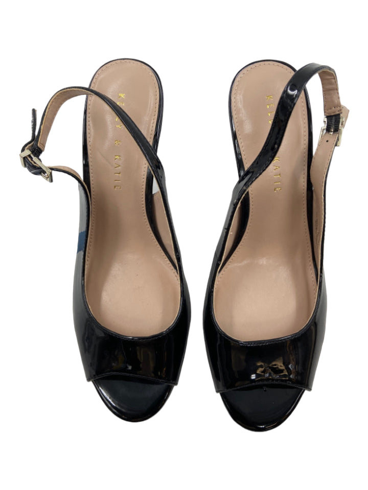 kelly & katie, kelly & katie Shoe Size 8.5 Black Patent open toe Slingback Buckle Heels