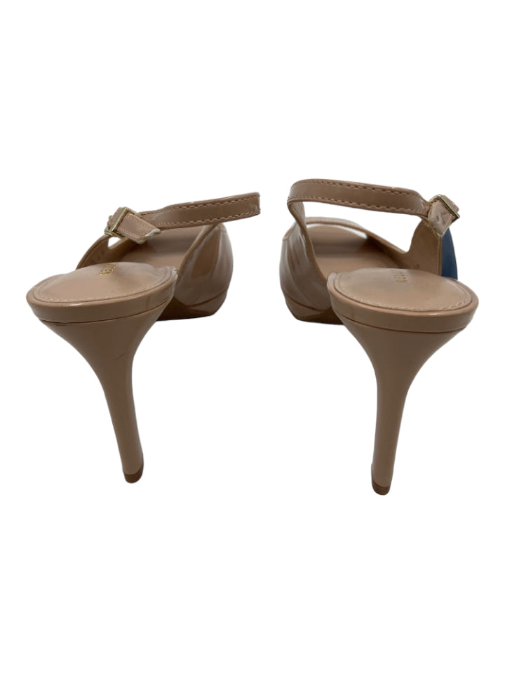 kelly & katie, kelly & katie Shoe Size 8.5 nude Patent open toe Slingback Buckle Heels