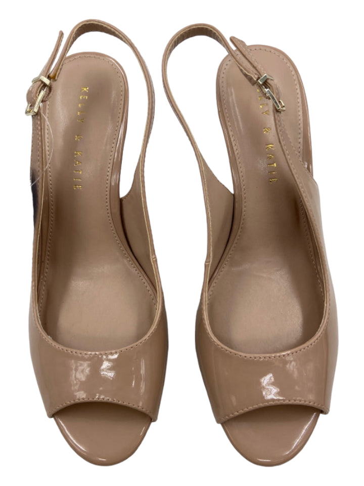 kelly & katie, kelly & katie Shoe Size 8.5 nude Patent open toe Slingback Buckle Heels