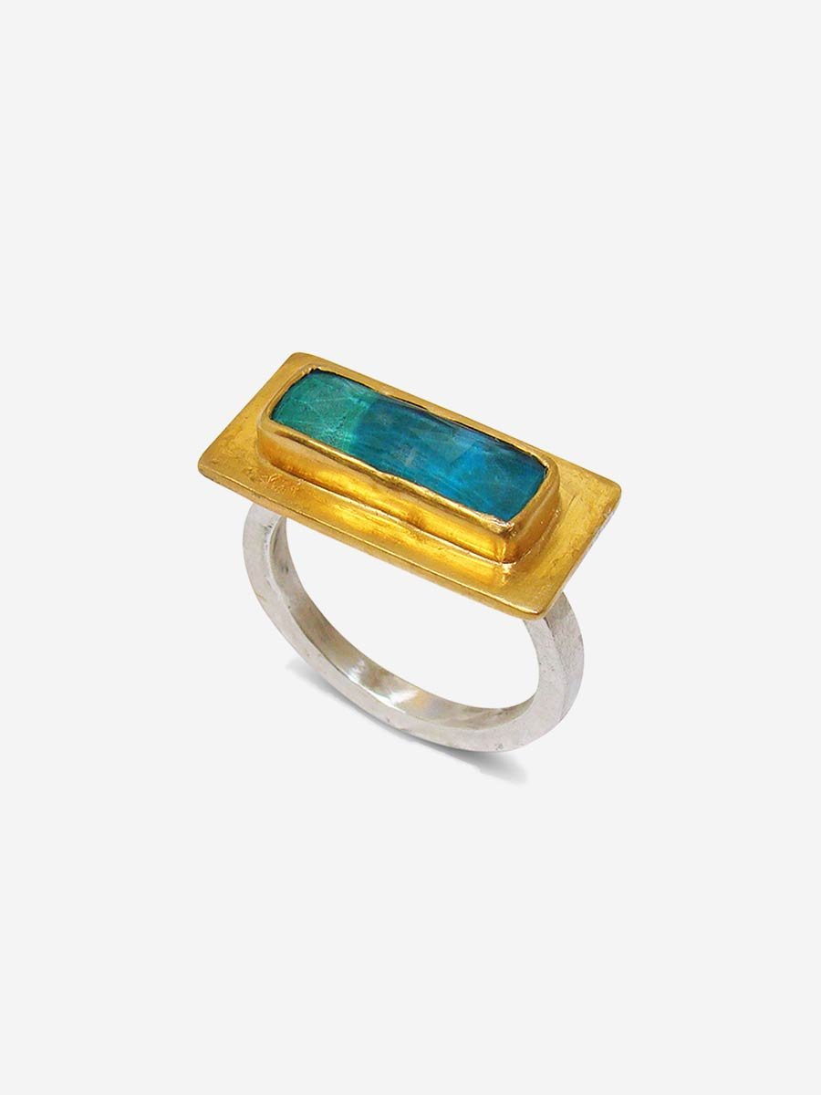 katerina makriyianni, mini baguette ring with chrysocolla doublet