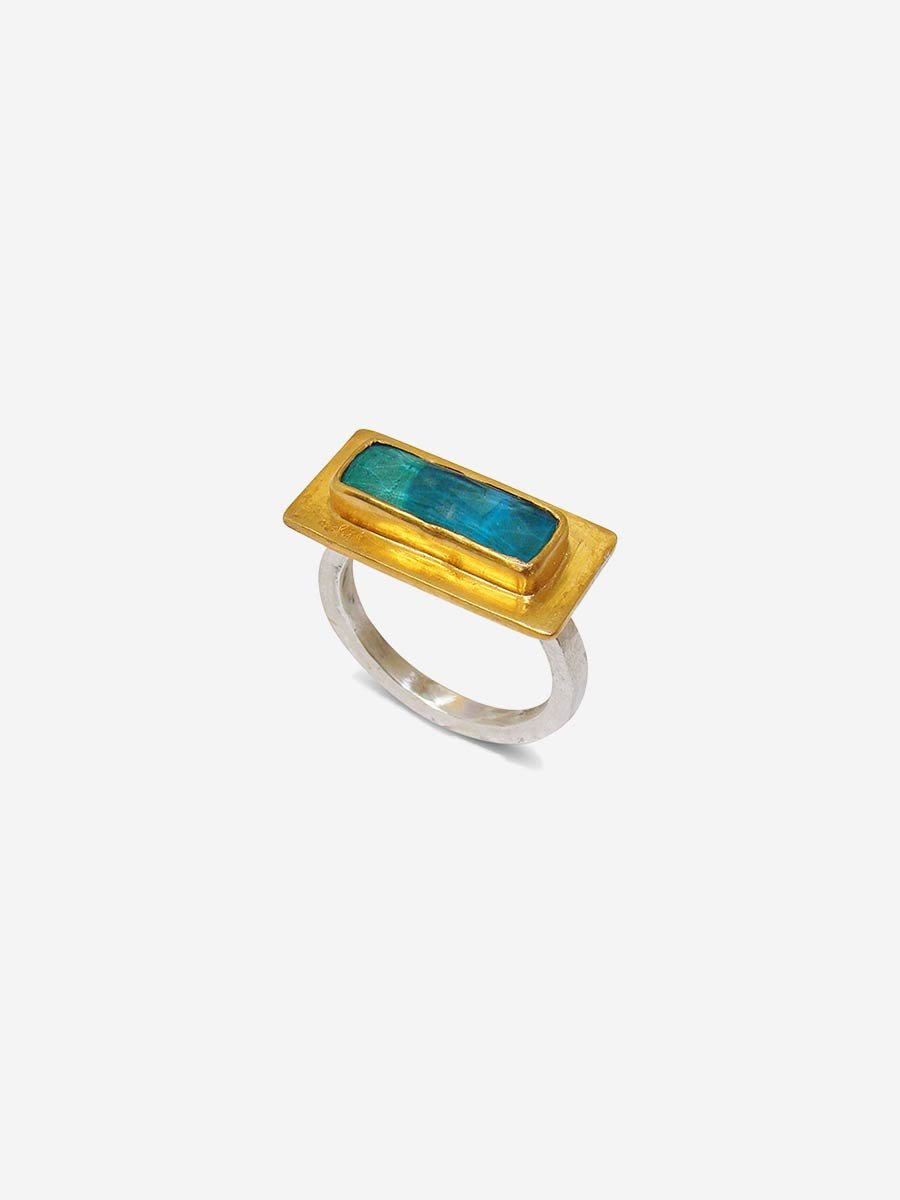 katerina makriyianni, mini baguette ring with chrysocolla doublet