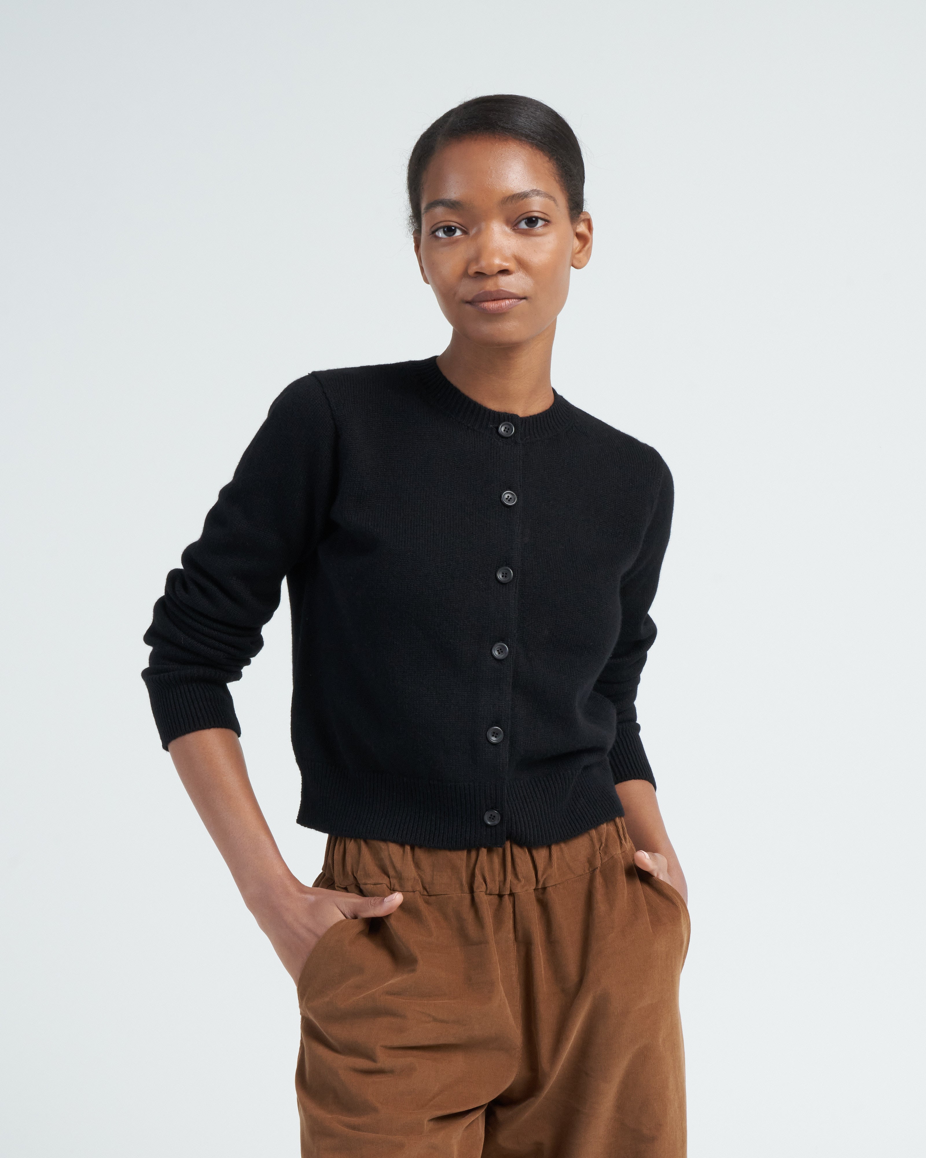 lamberto losani, mini cardigan - black