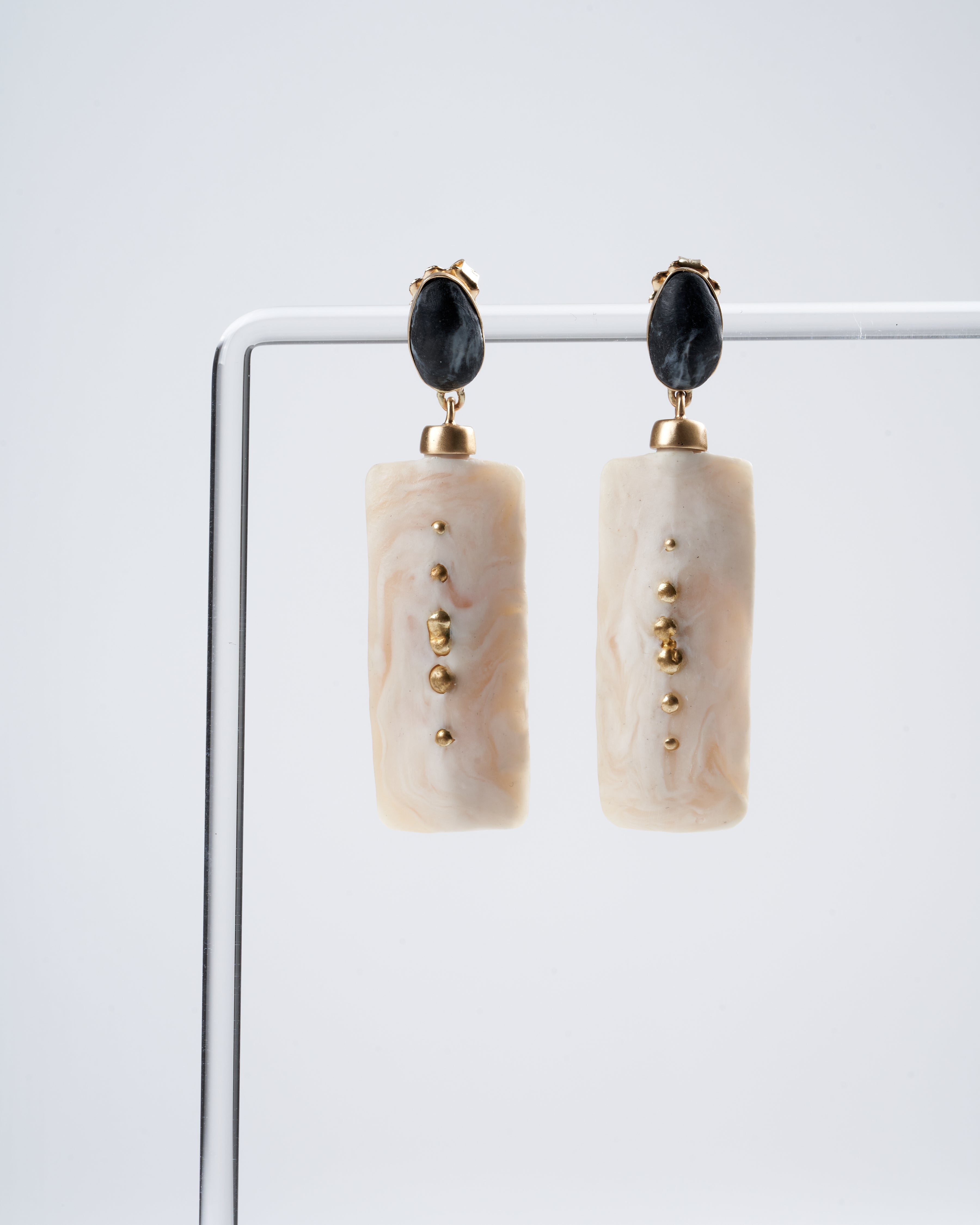 julie cohn designs, monolith cream clay earring - clay