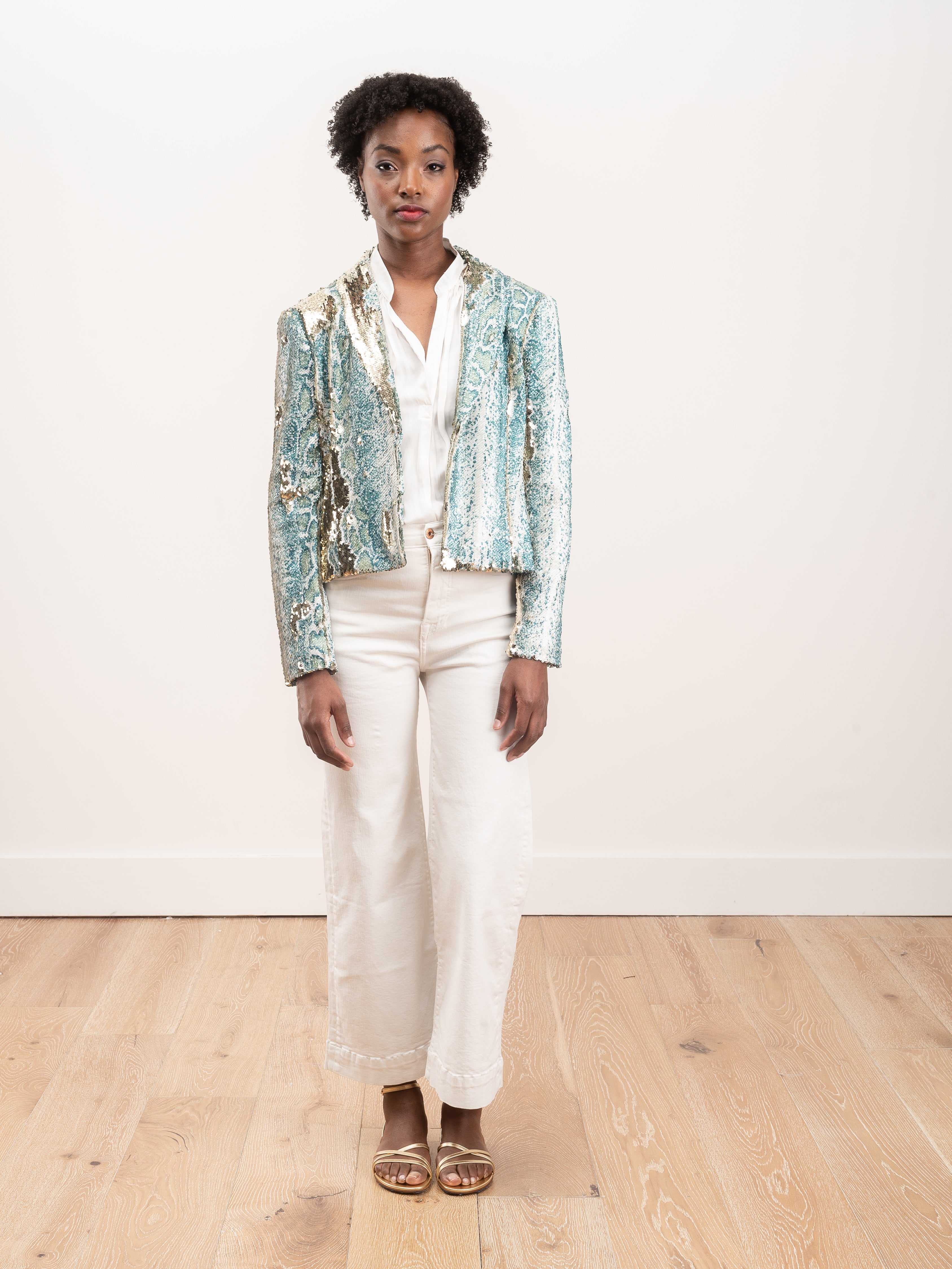 le superbe, morrison jacket - aqua rattler sequin