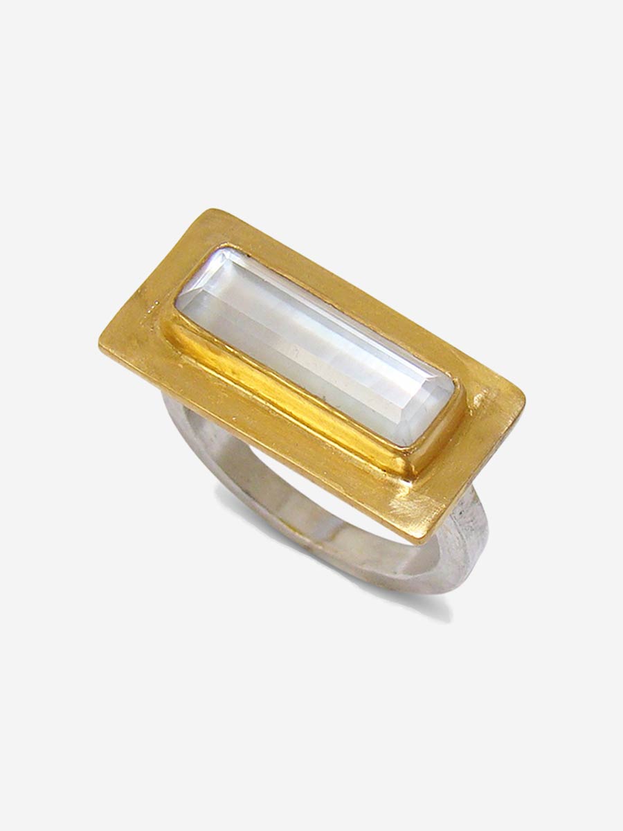 katerina makriyianni, mother of pearl baguette ring