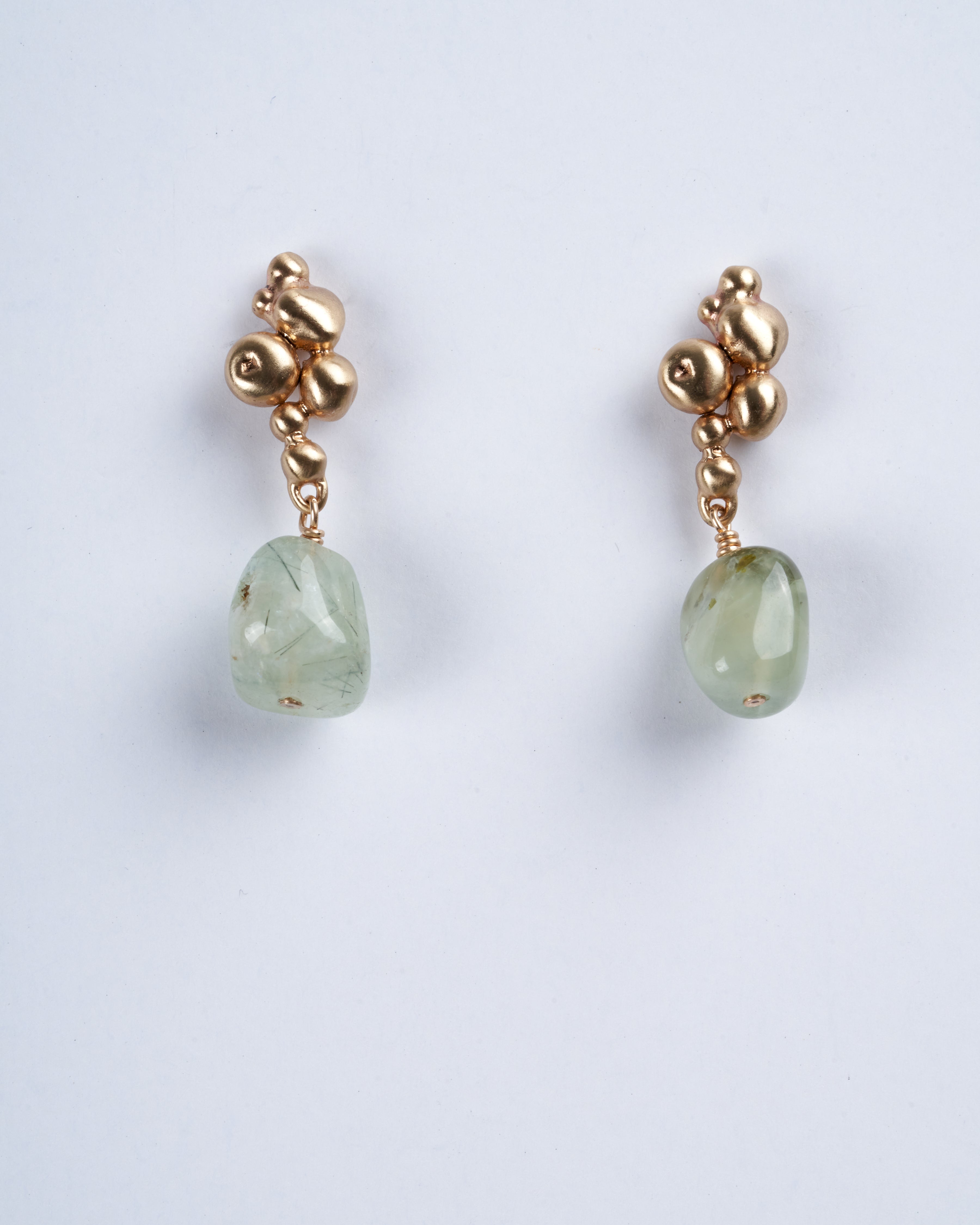 julie cohn designs, ore prehnite earring - gold/green