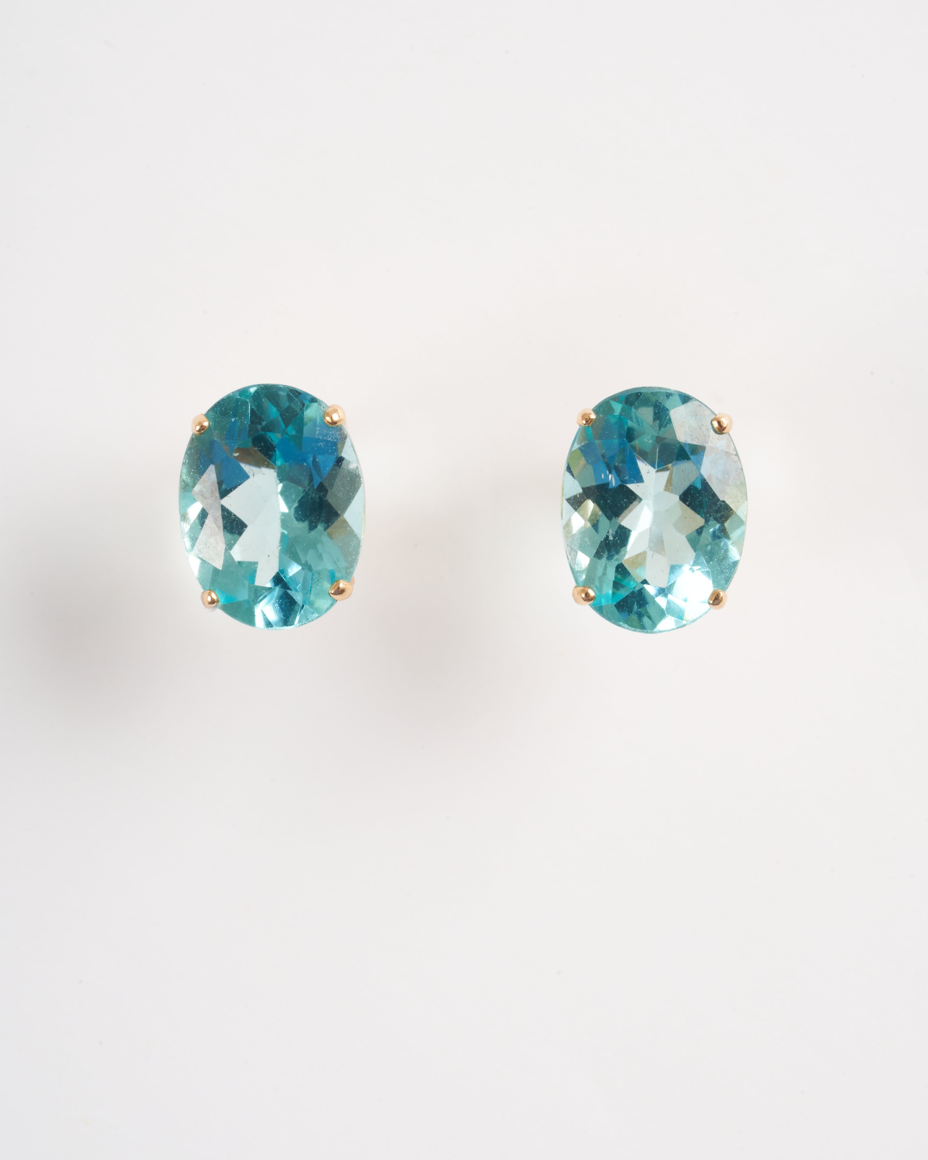 kho, oval faceted apatite earrings - blue