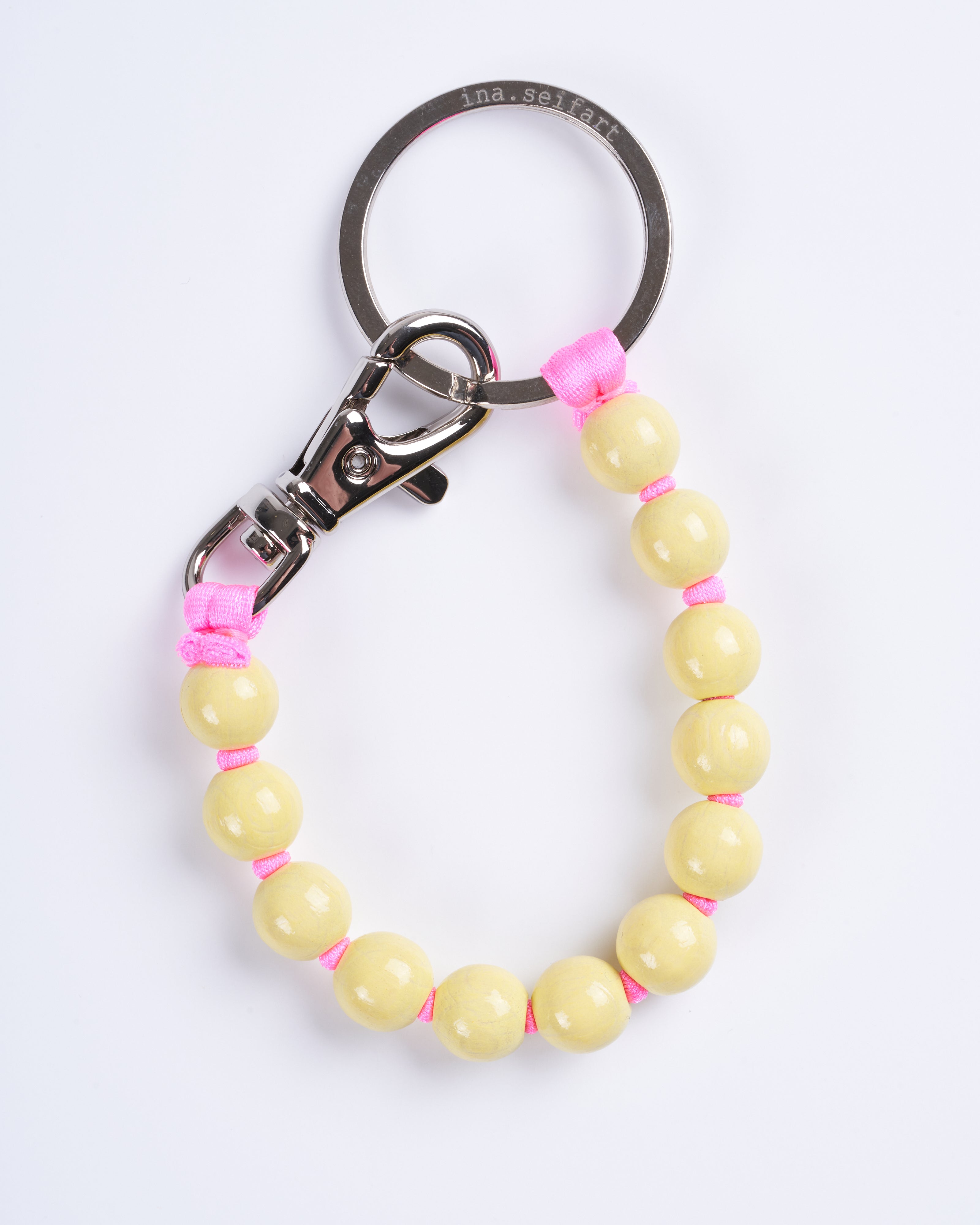 ina seifart, perlen short keyholder - pastel yellow pink