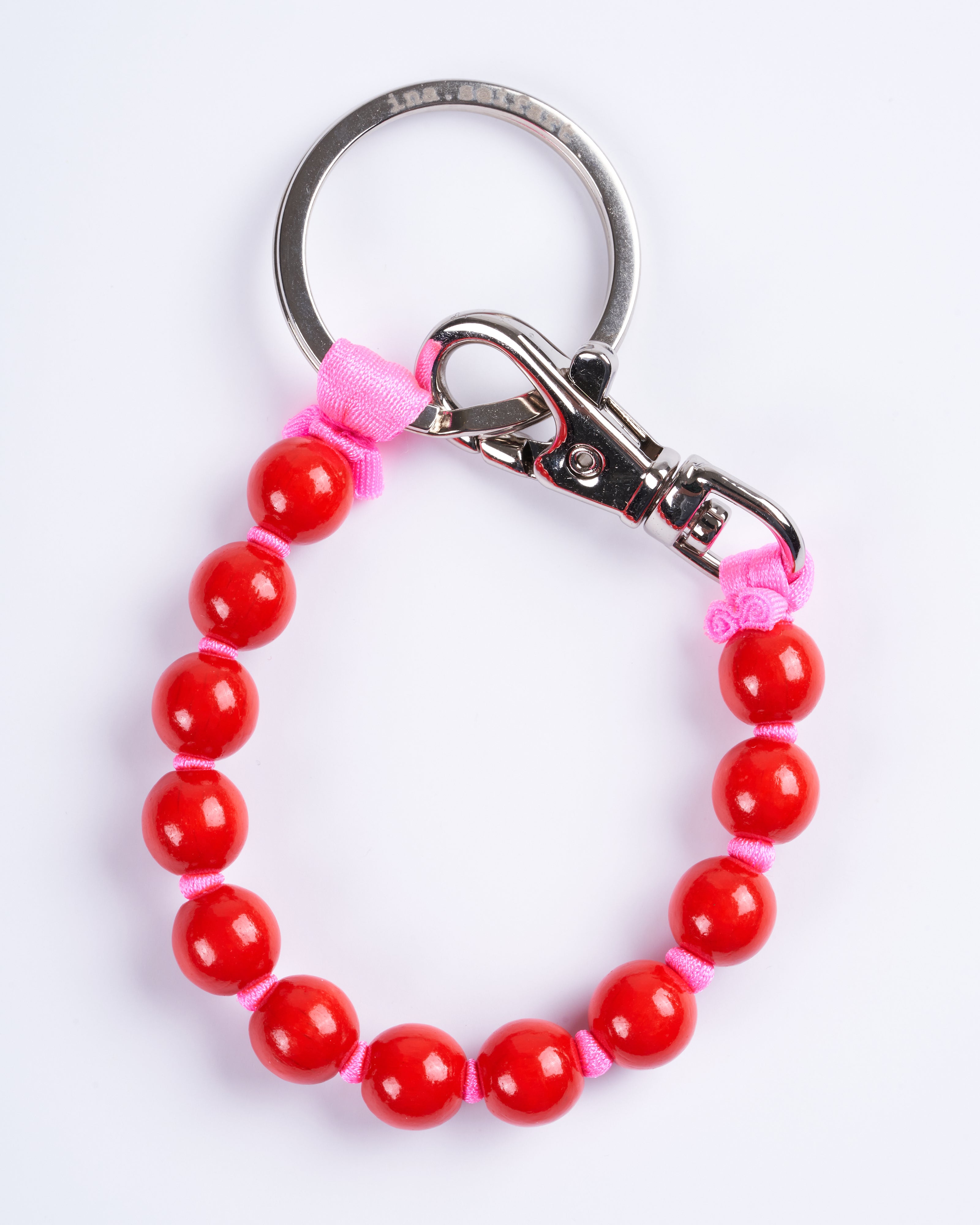 ina seifart, perlen short keyholder - red pink