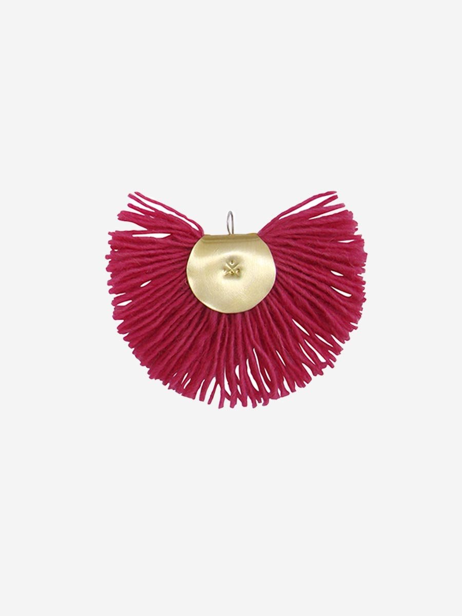 katerina makriyianni, pink hand fan earrings