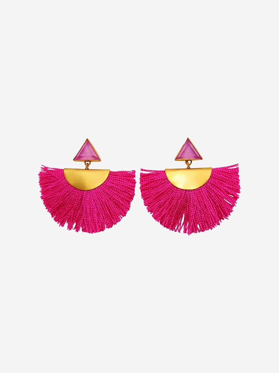 katerina makriyianni, pink mini fan earrings