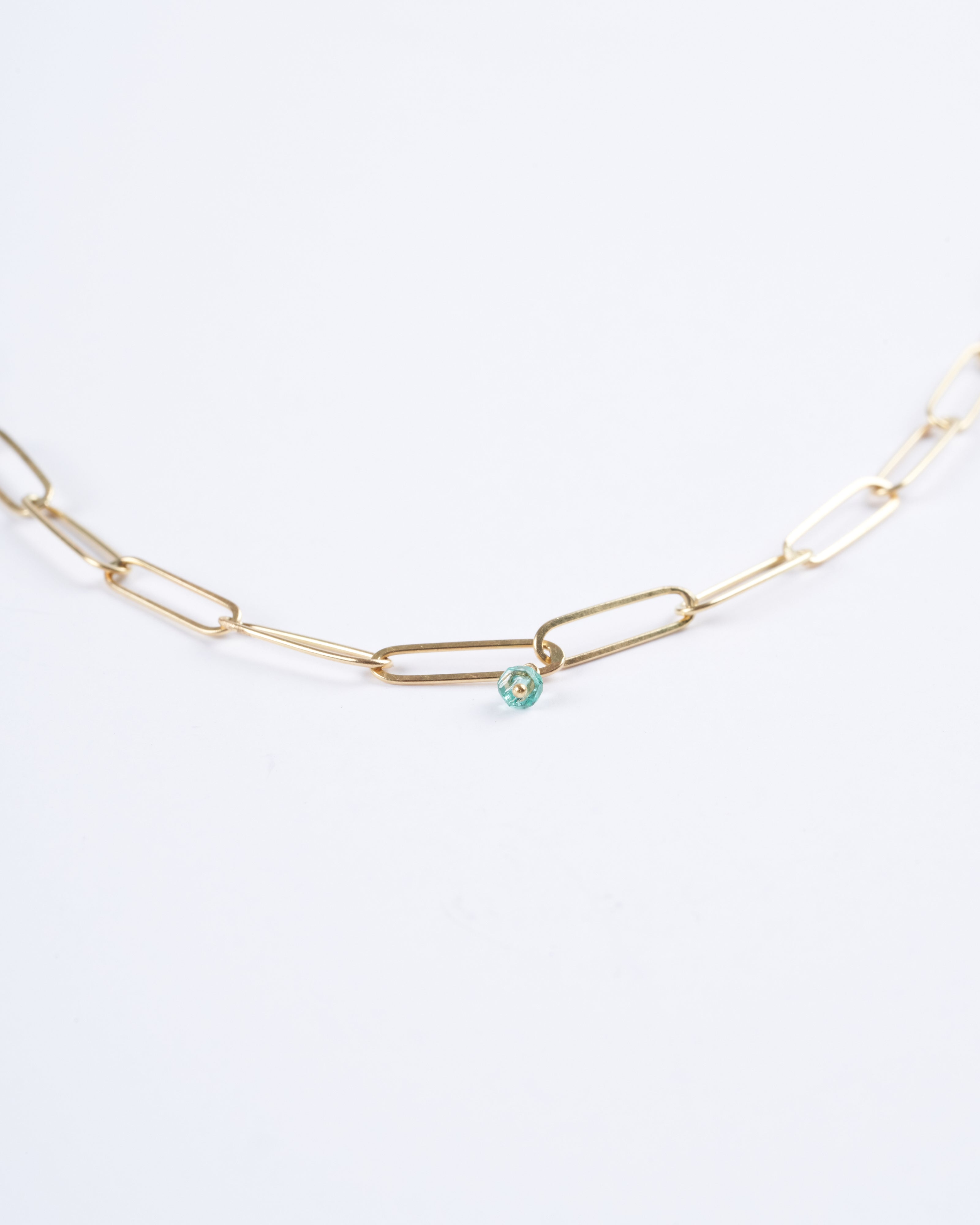 lene vibe, popsicle necklace with emerald beads-18" - gold