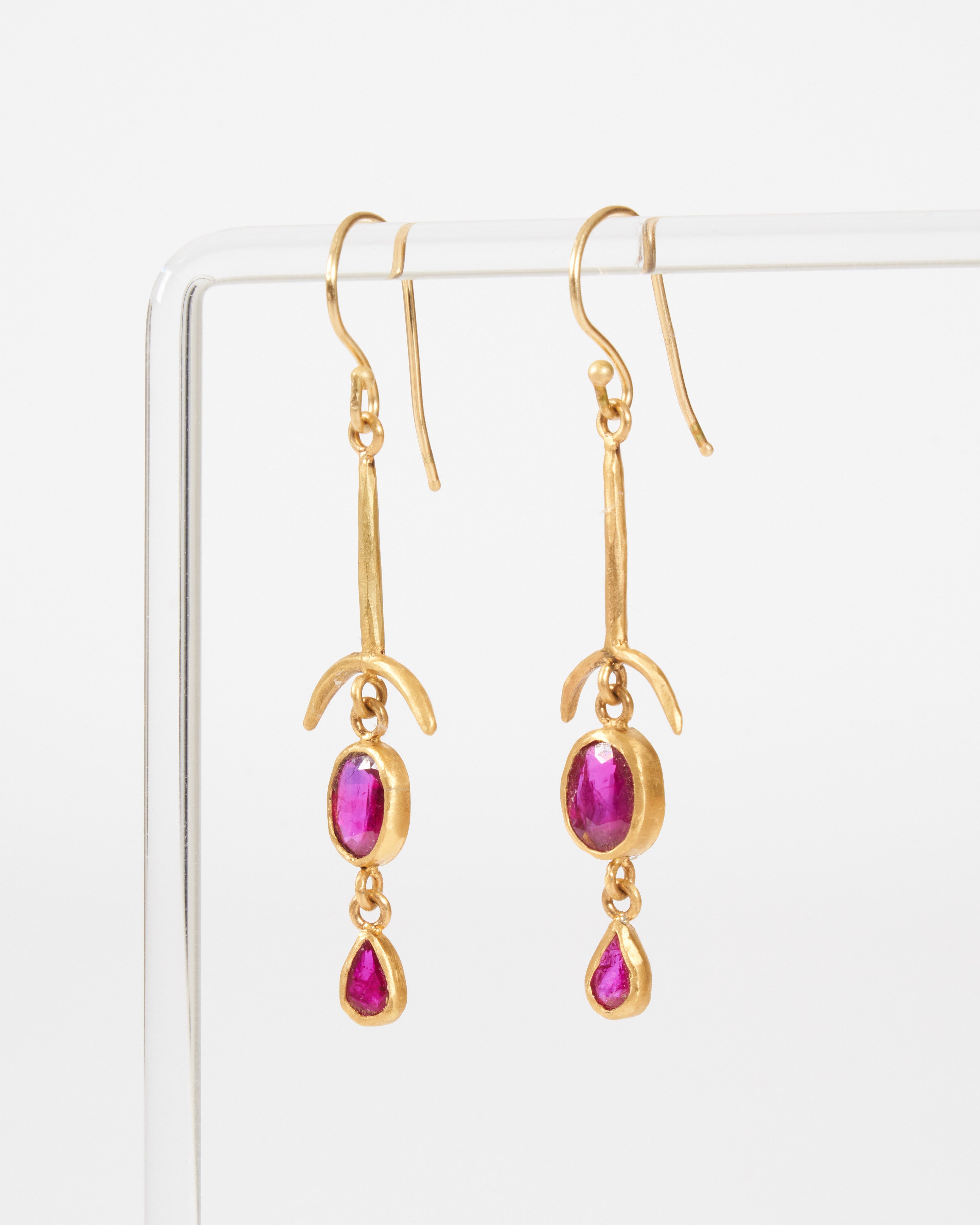 margery hirschey, ruby drop bone earrings