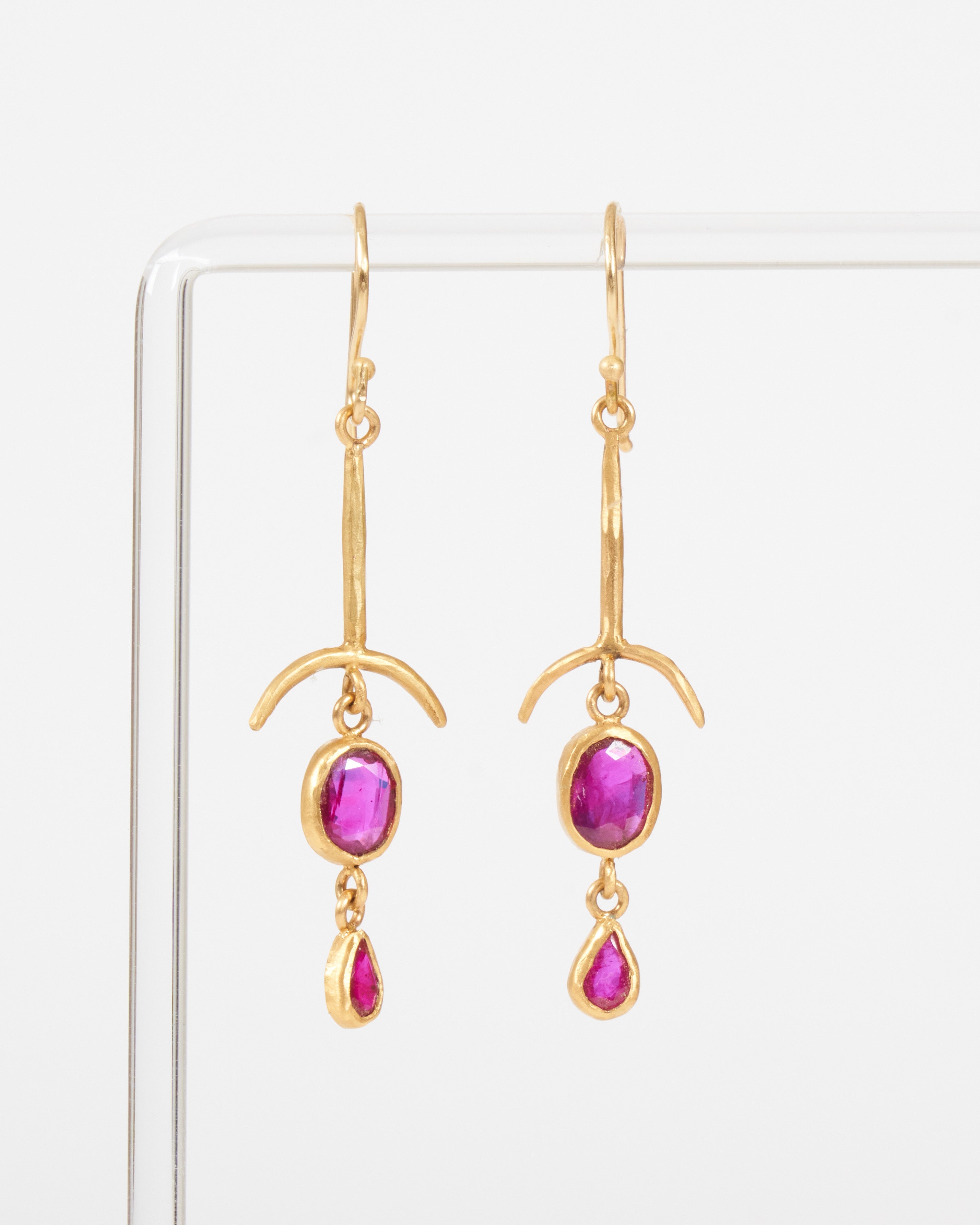 margery hirschey, ruby drop bone earrings