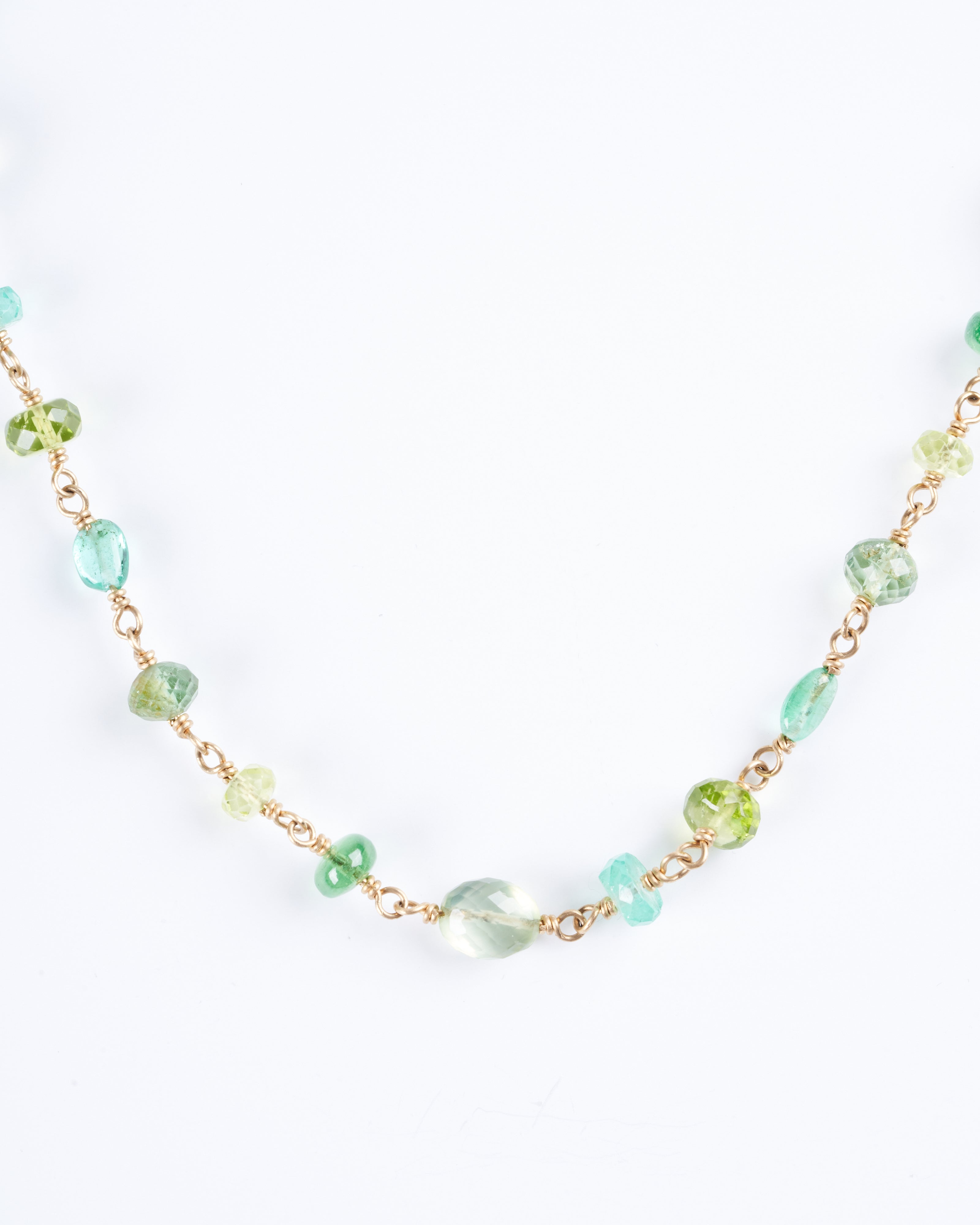 mallary marks, spun sugar multi-stone necklace - green and gold