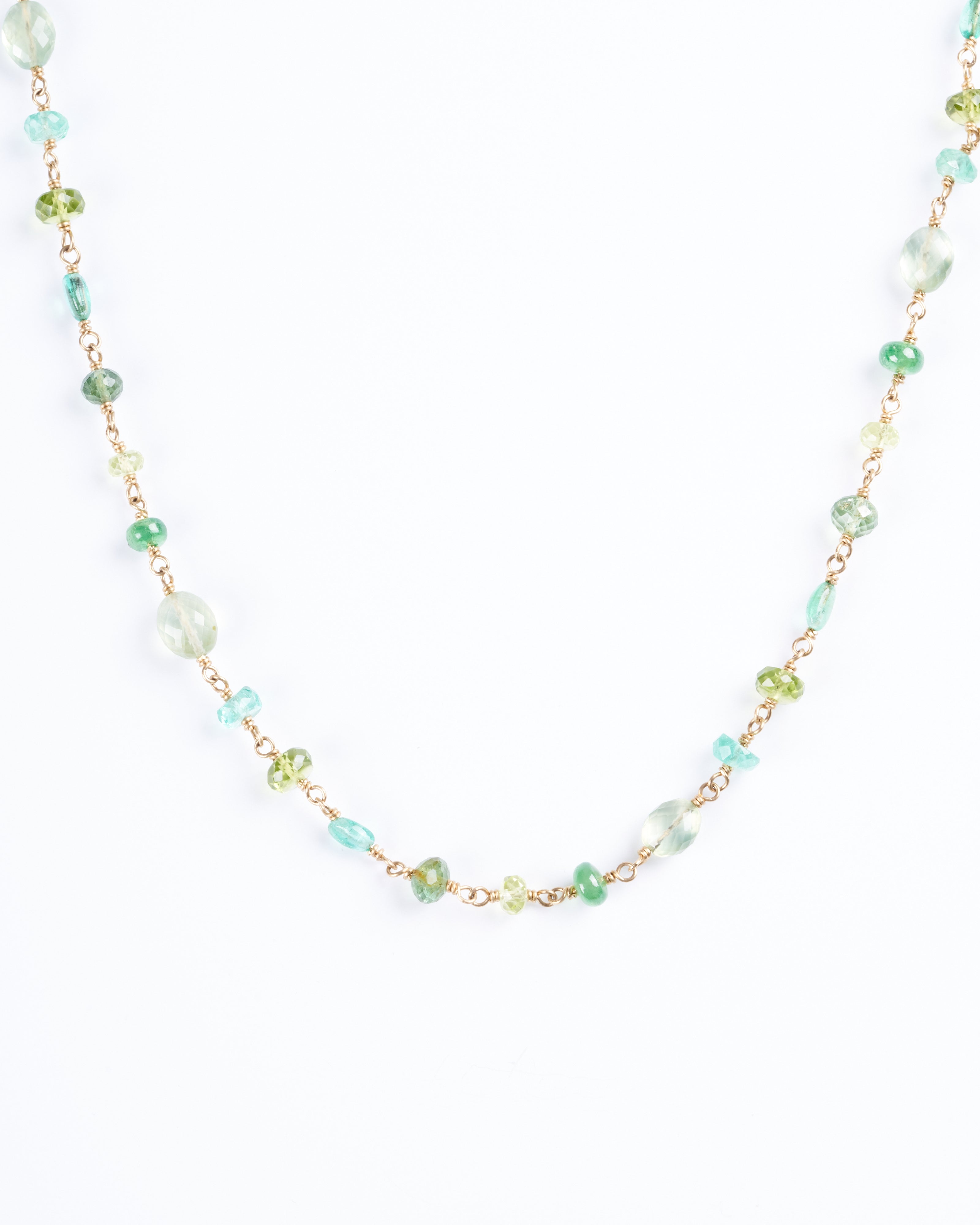 mallary marks, spun sugar multi-stone necklace - green and gold