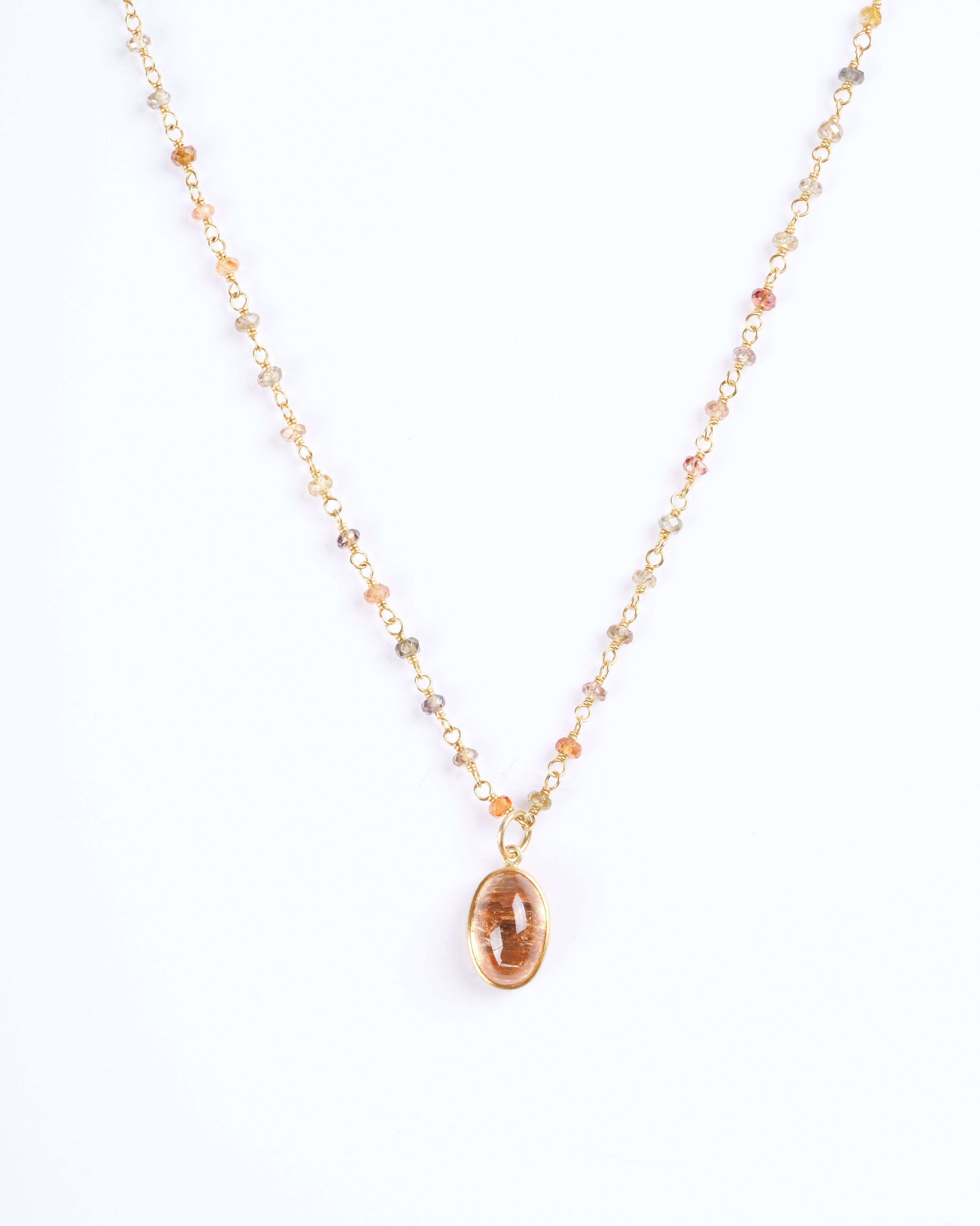 mallary marks, spun sugar multi-stone pendant necklace - brown and gold