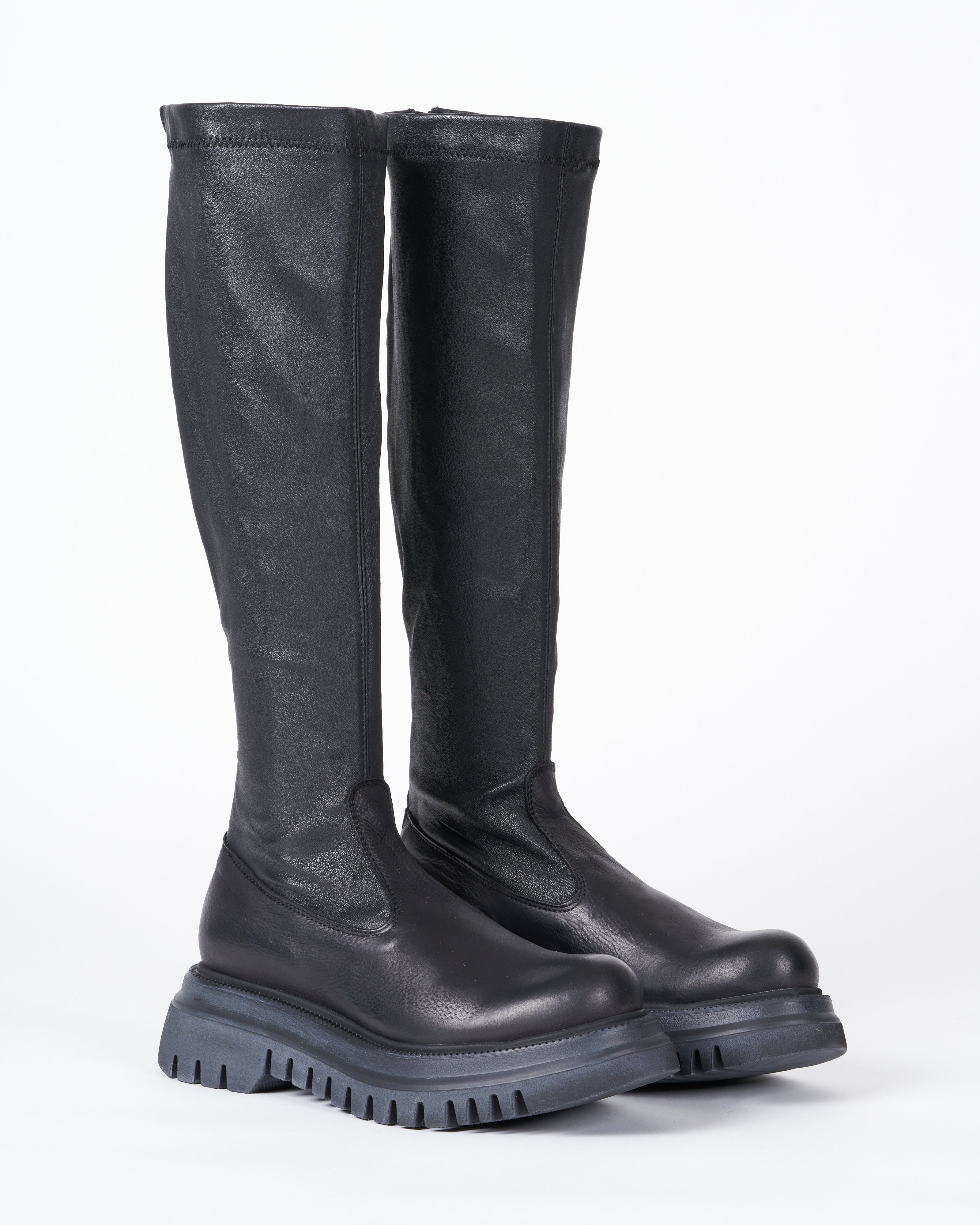 lofina, stretch leather -  lug sole tall boot