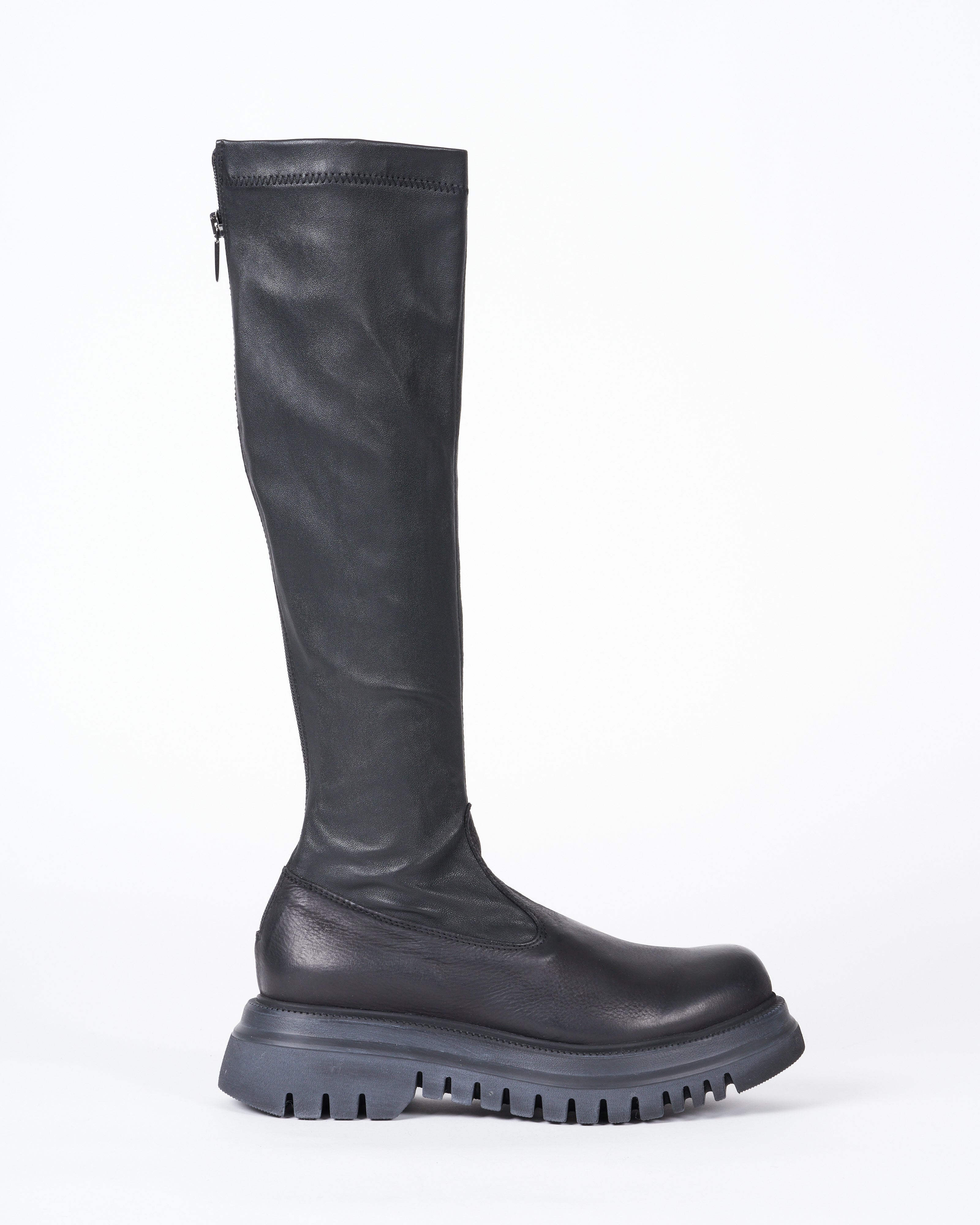 lofina, stretch leather -  lug sole tall boot