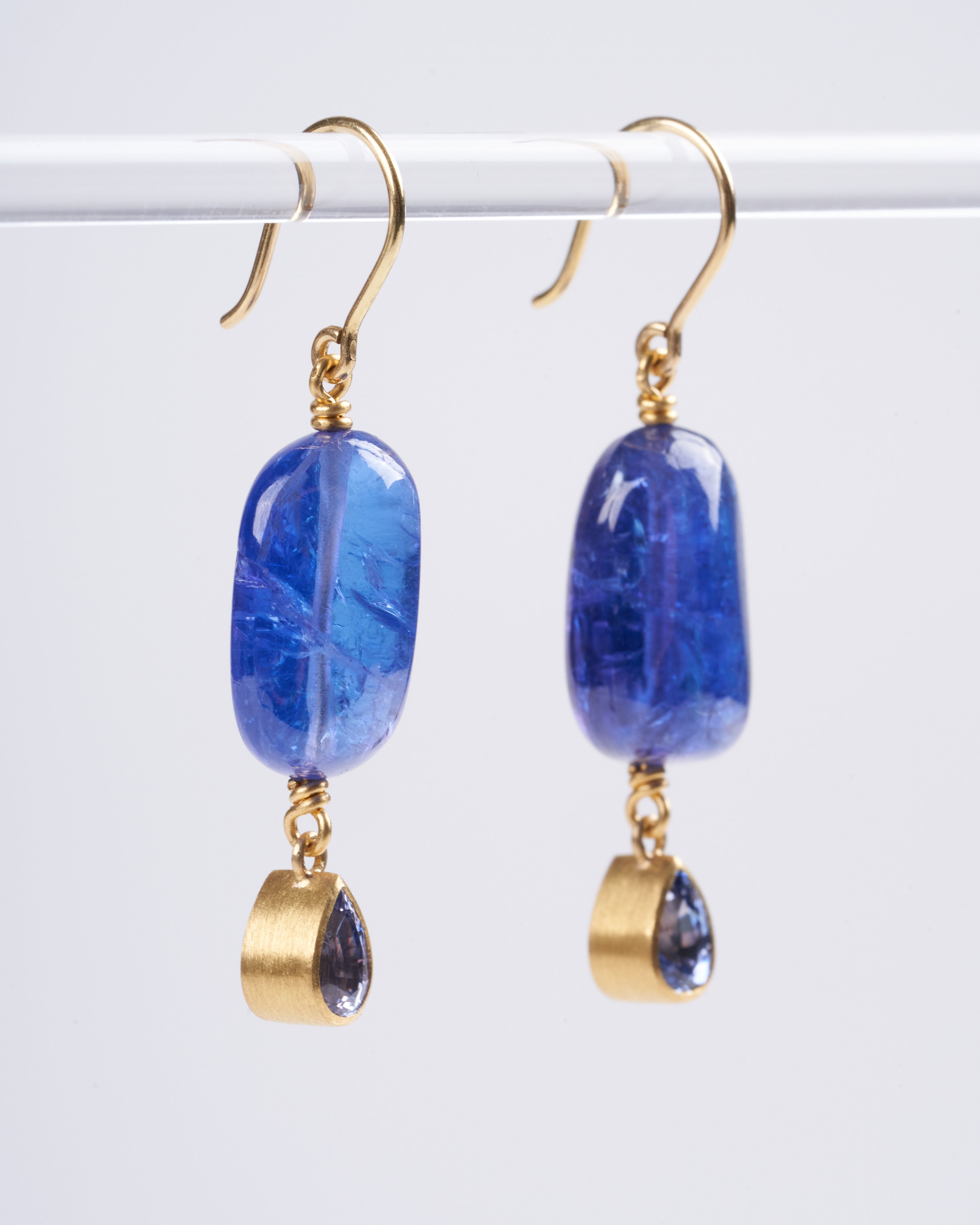 mallary marks, tanzanite and sapphire earrings - blue and gold