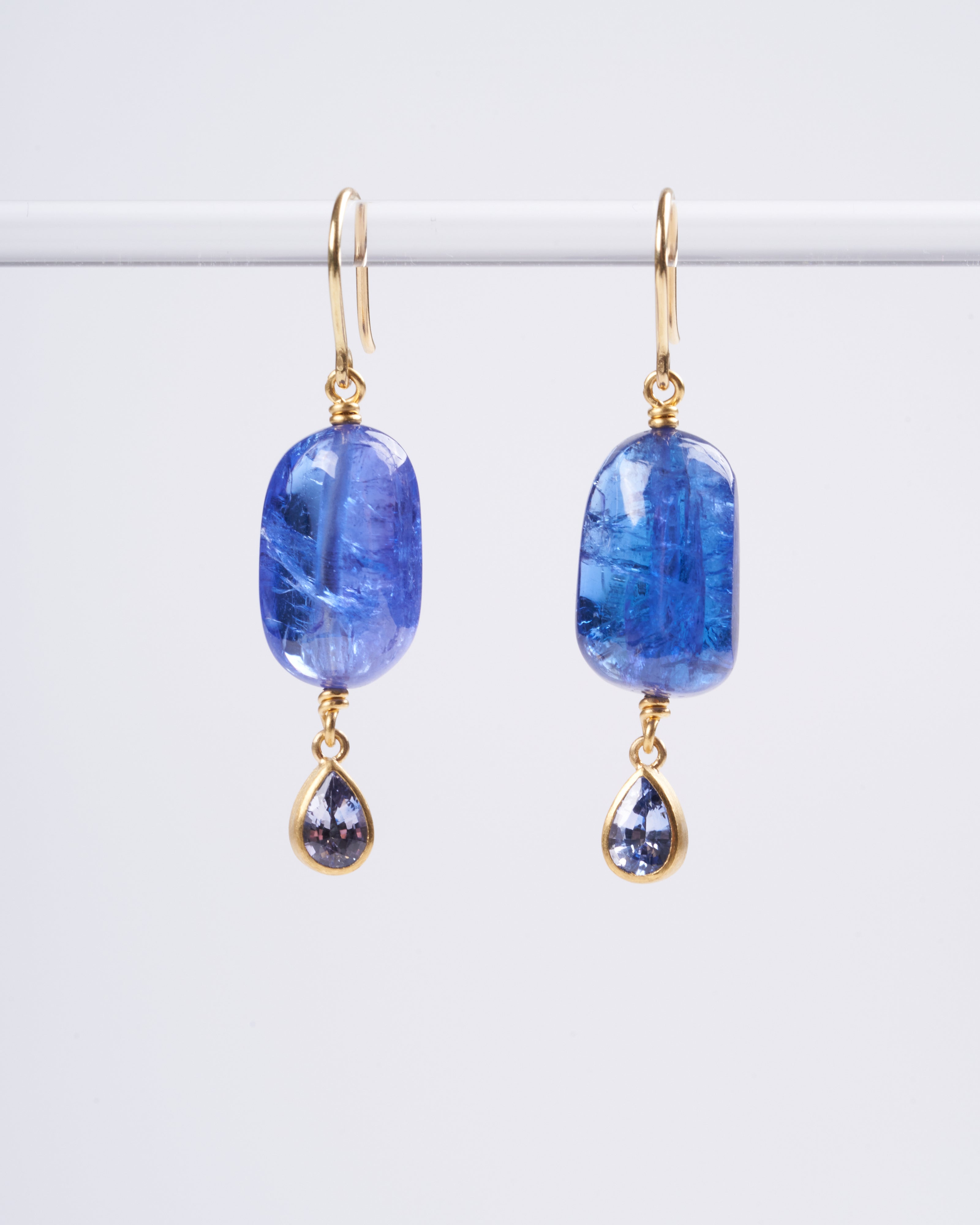 mallary marks, tanzanite and sapphire earrings - blue and gold