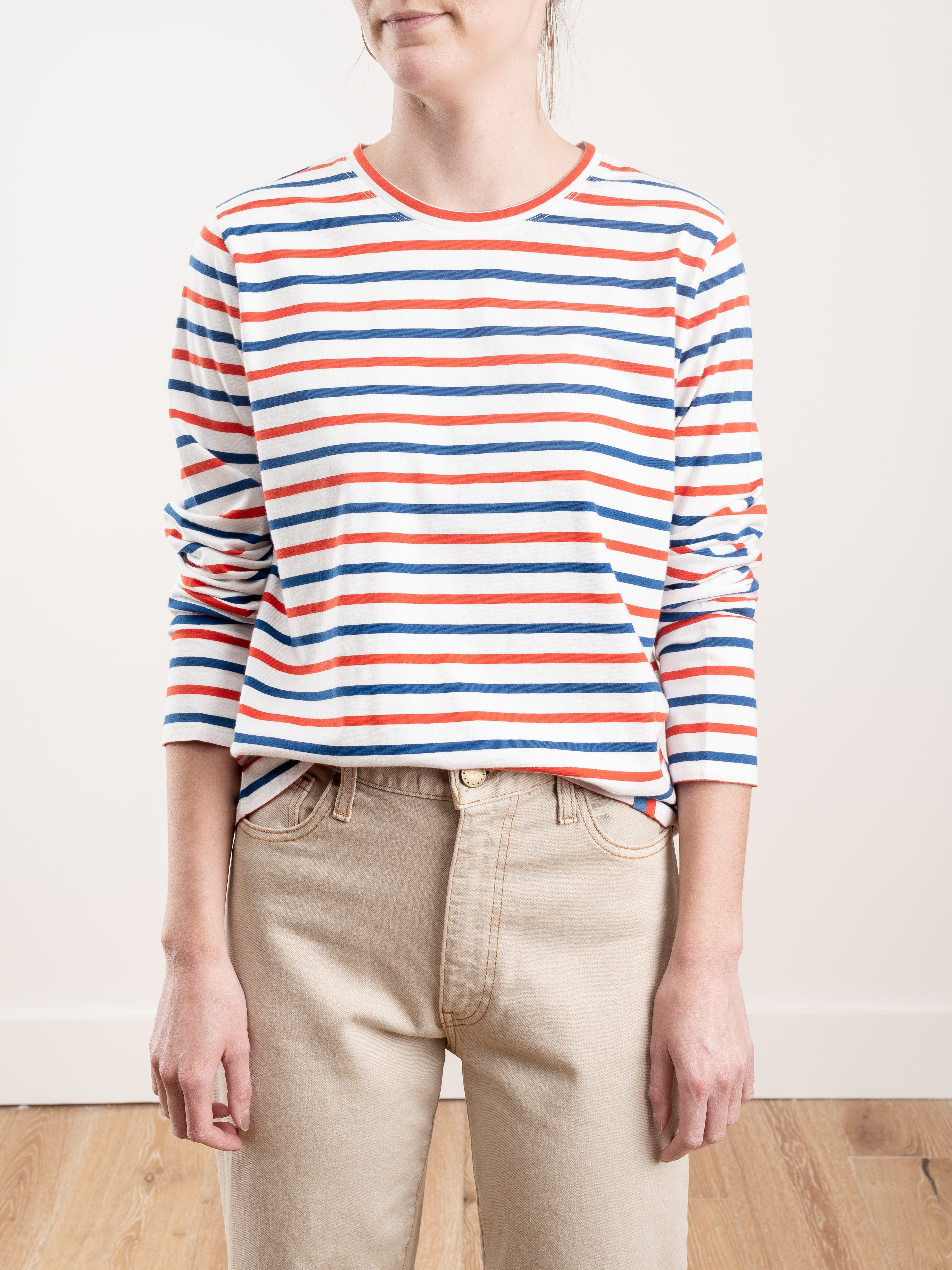 Kule, the modern long shirt - white/true blue/poppy