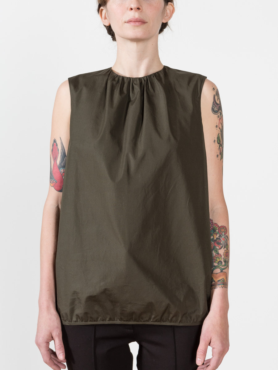 margareth & moi, tie neck blouse - dark green